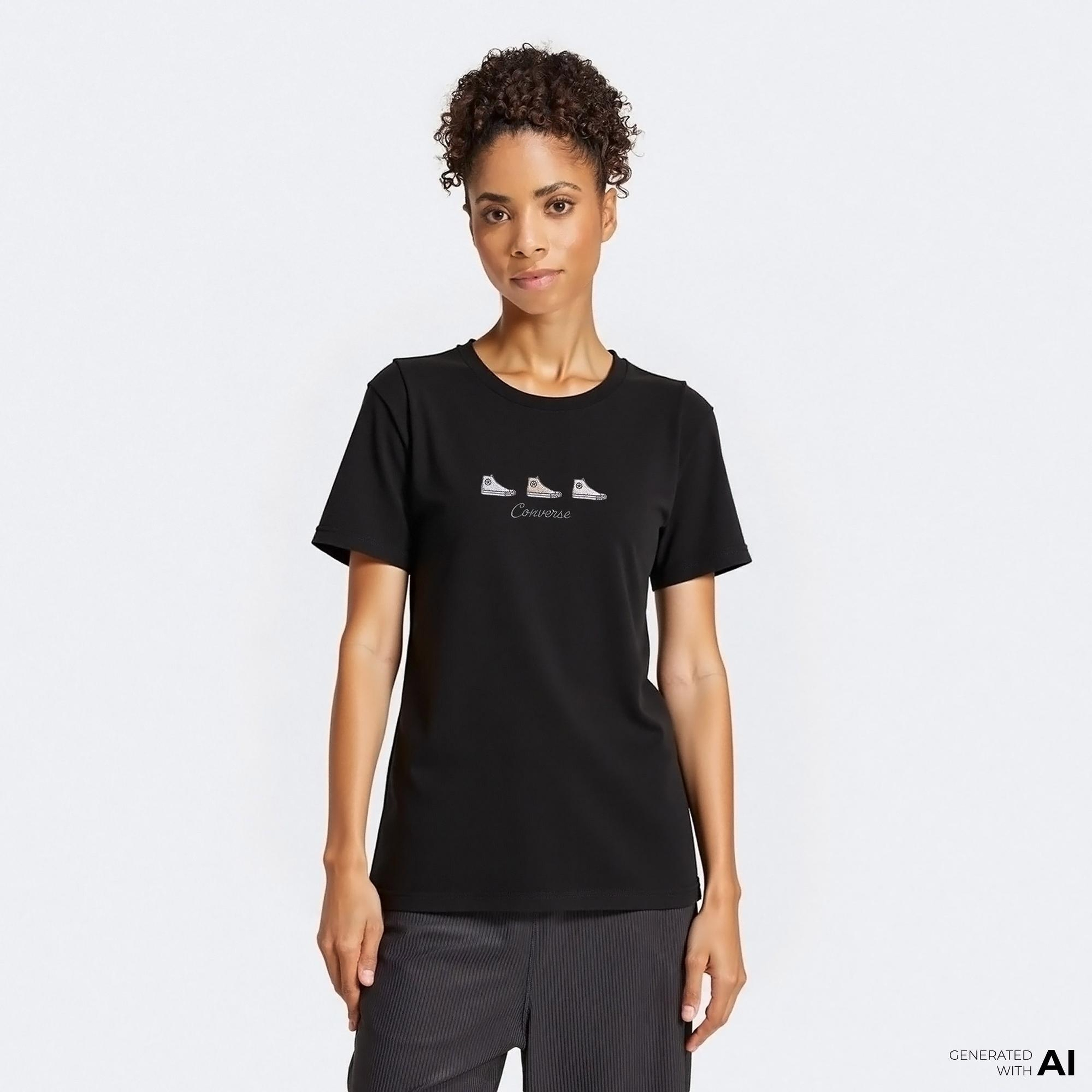 Converse Kadın Siyah T-Shirt