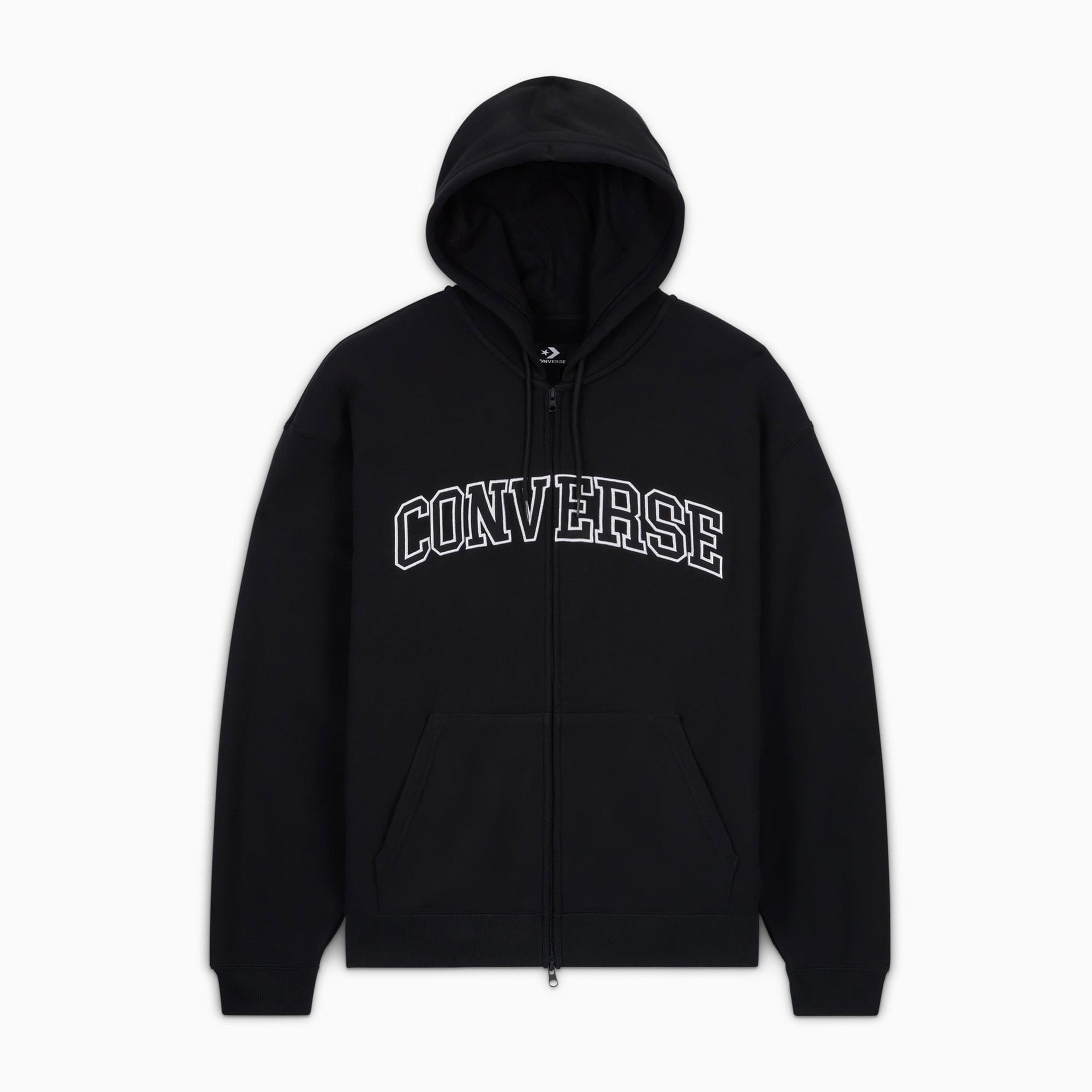 Converse Erkek Fermuarlı Siyah Hoodie