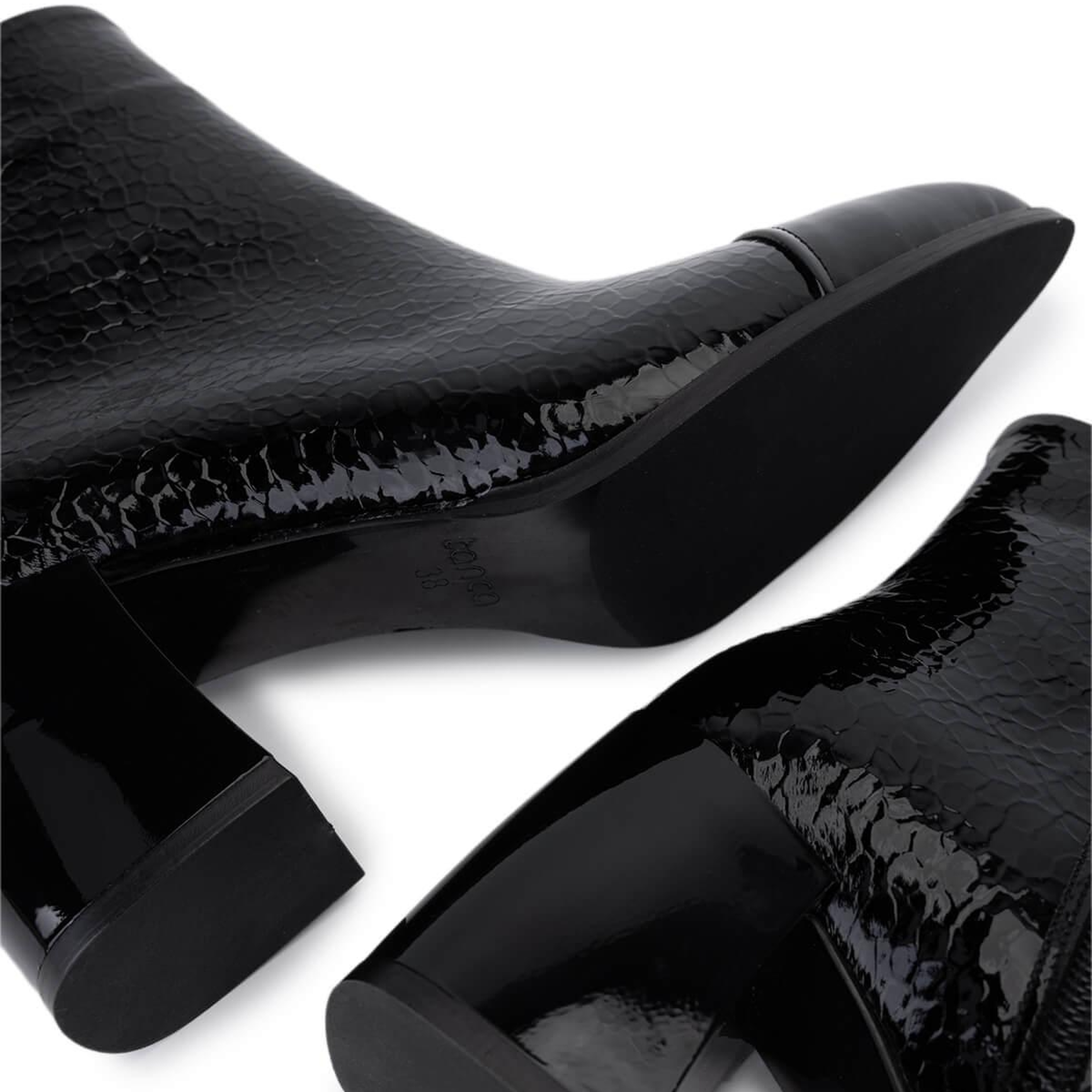 Tamer Tanca Kadın Suni Deri Siyah Rugan Topuklu Bot