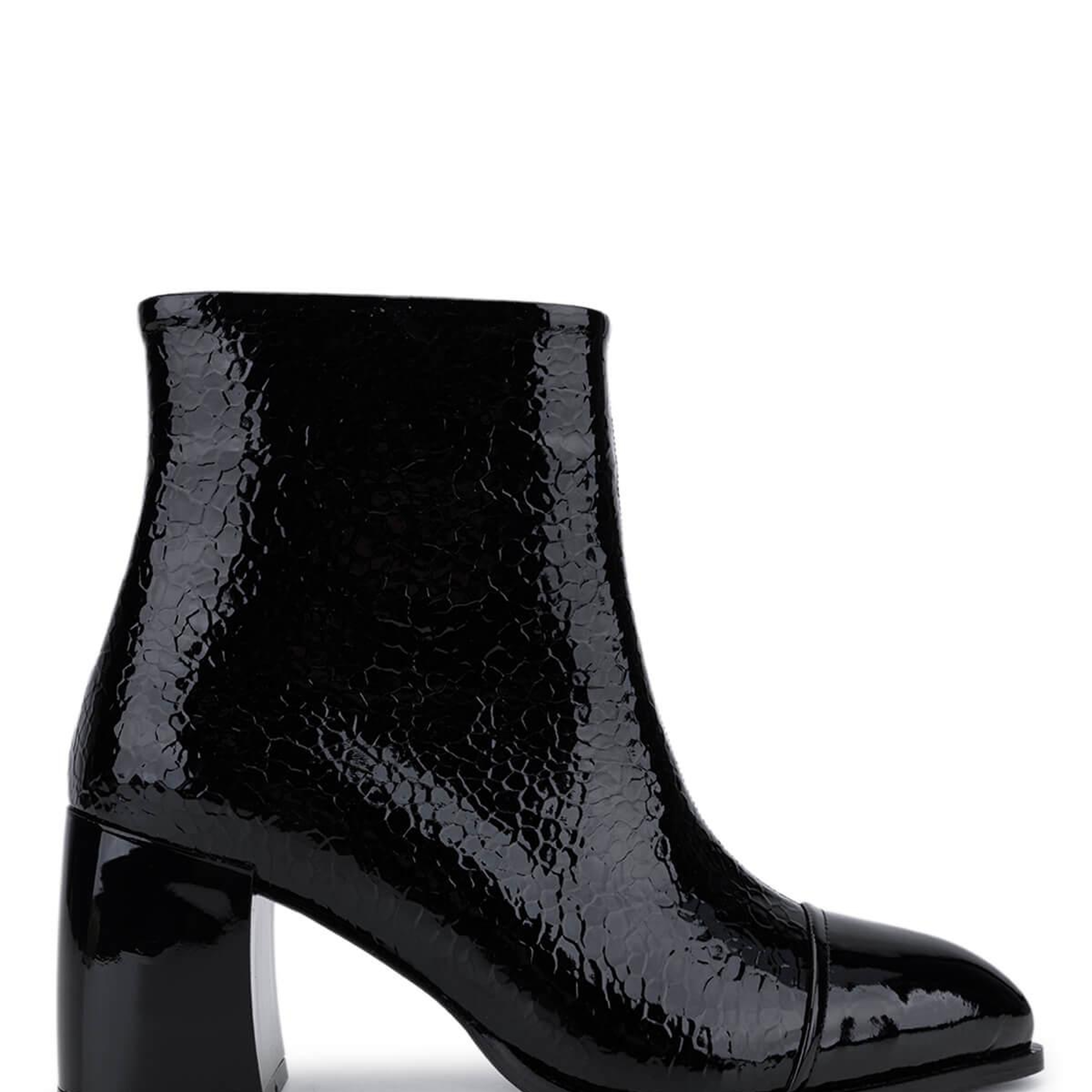 Tamer Tanca Kadın Suni Deri Siyah Rugan Topuklu Bot