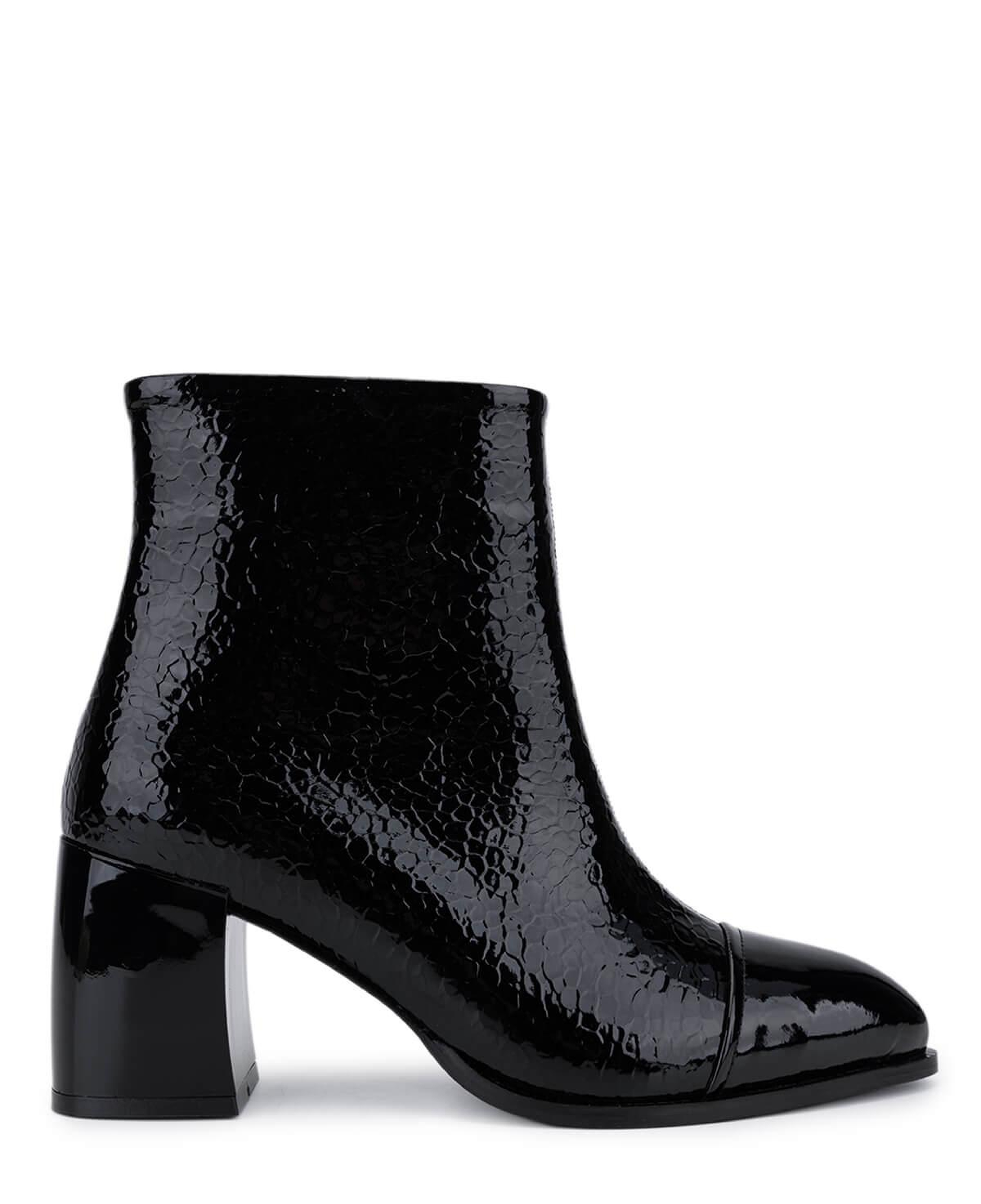 Tamer Tanca Kadın Suni Deri Siyah Rugan Topuklu Bot