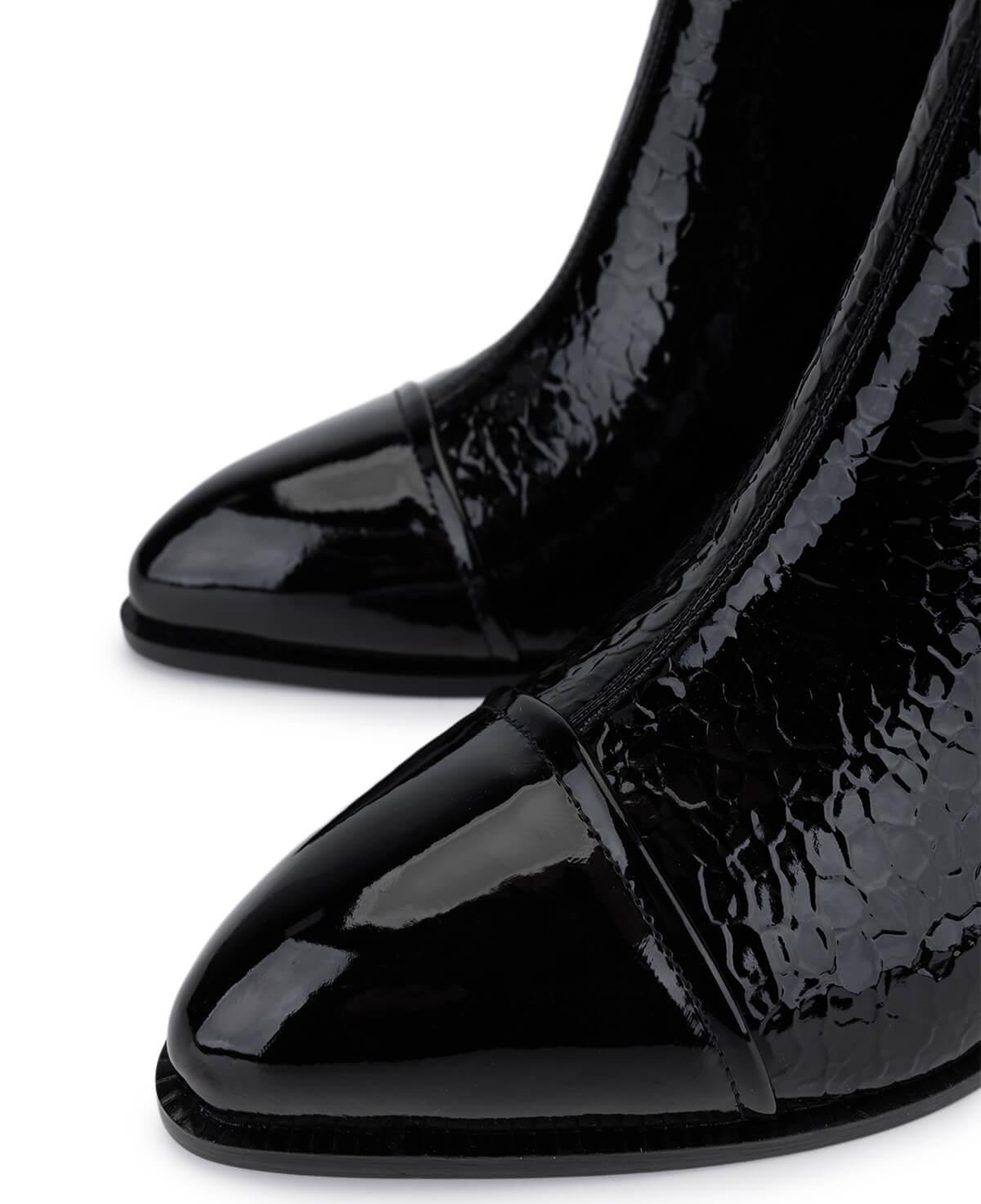 Tamer Tanca Kadın Suni Deri Siyah Rugan Topuklu Bot