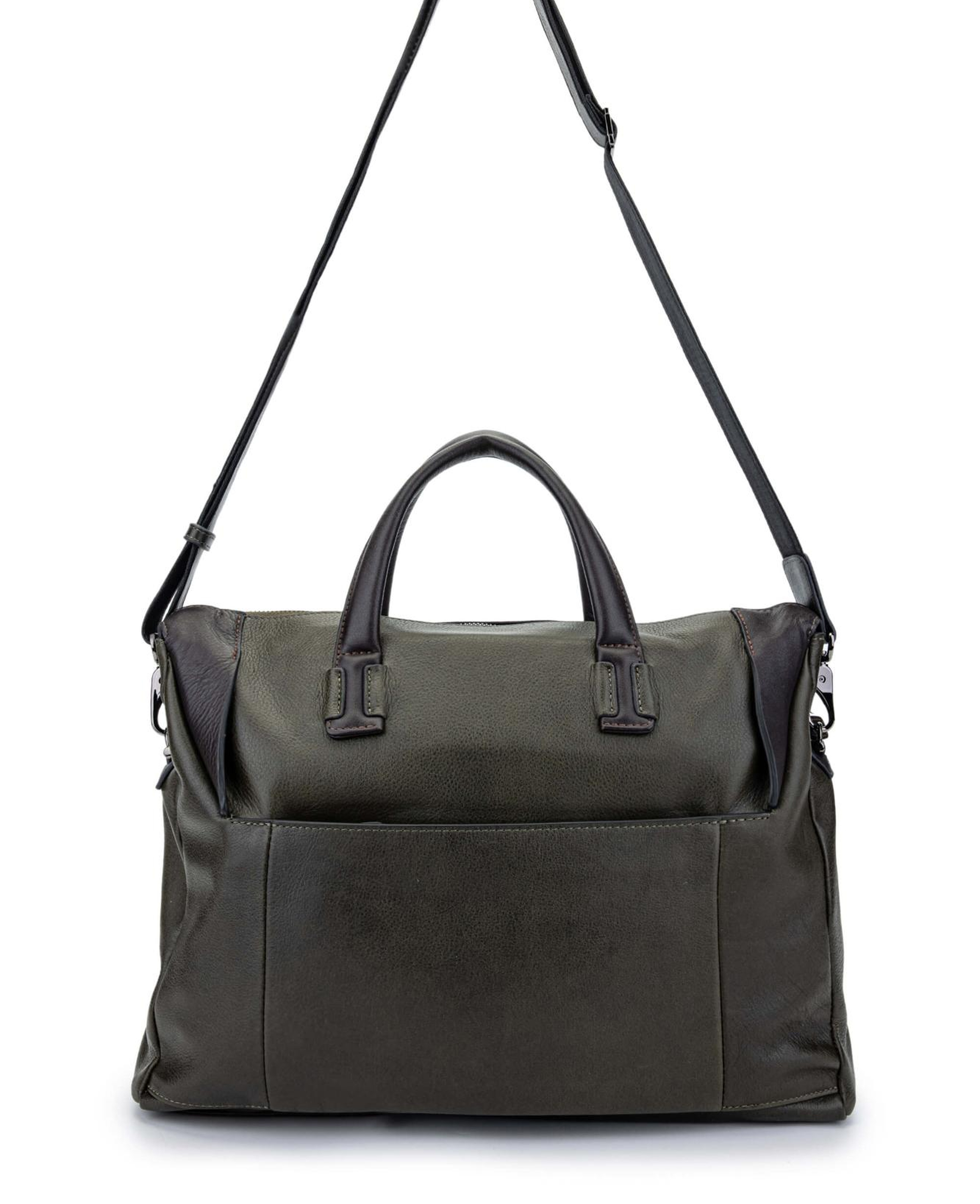 Tamer Tanca Erkek Hakiki Deri Yeşil Evrak Çantası