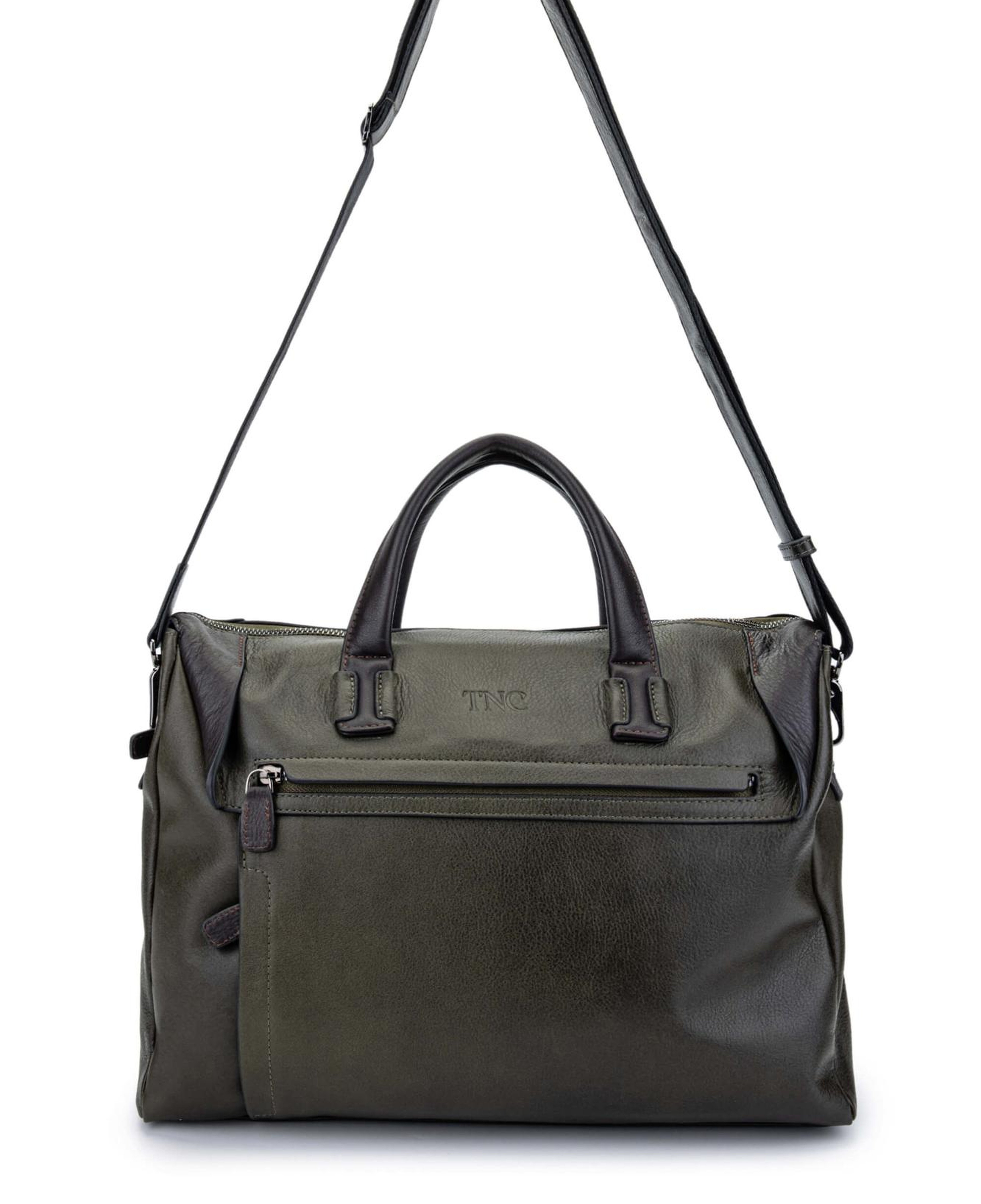 Tamer Tanca Erkek Hakiki Deri Yeşil Evrak Çantası