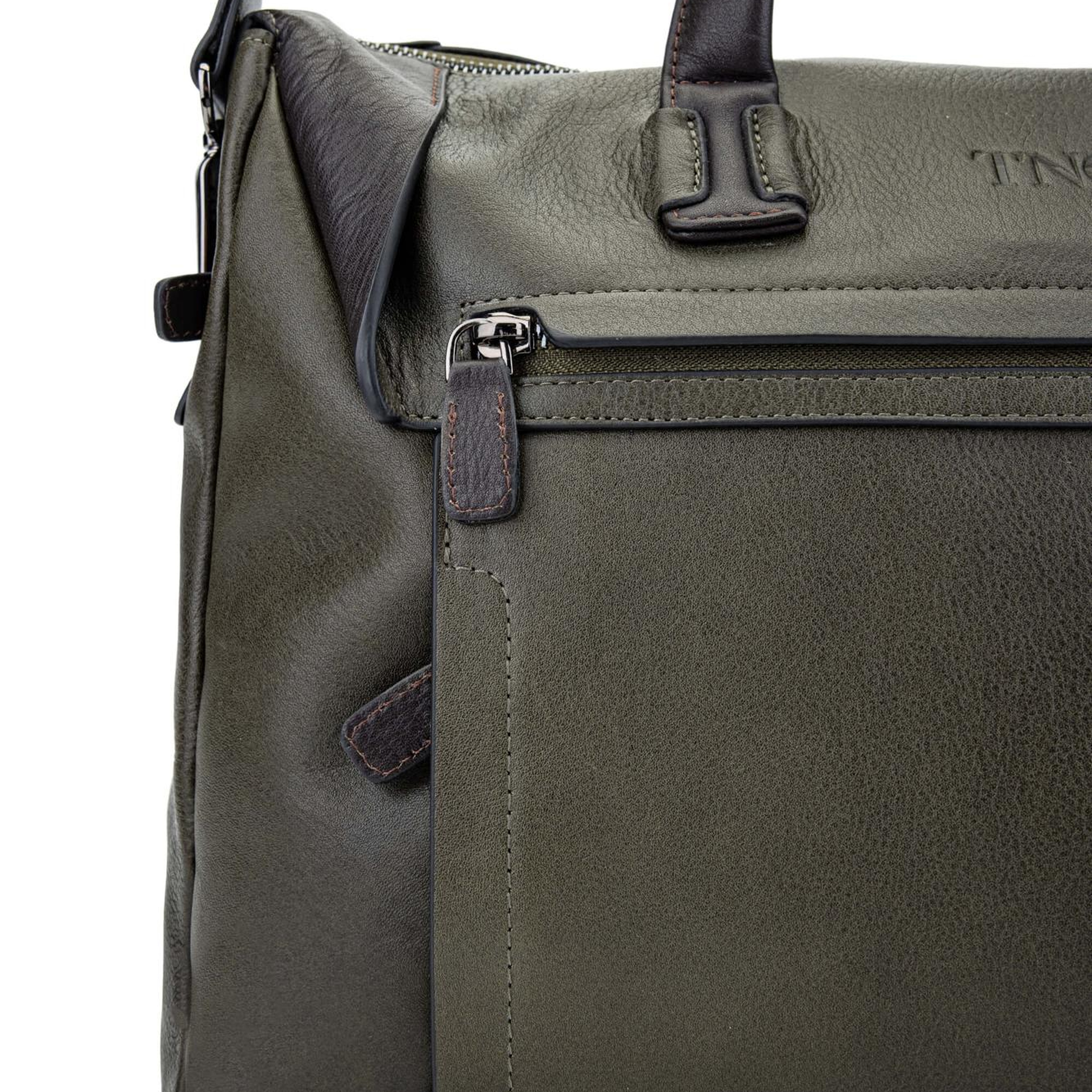 Tamer Tanca Erkek Hakiki Deri Yeşil Evrak Çantası