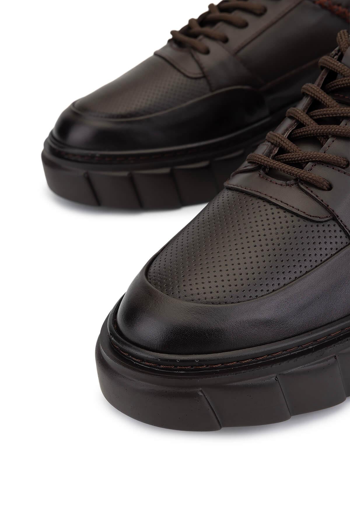 Tamer Tanca Erkek Hakiki Deri Kahverengi Sneakers & Spor Ayakkabı