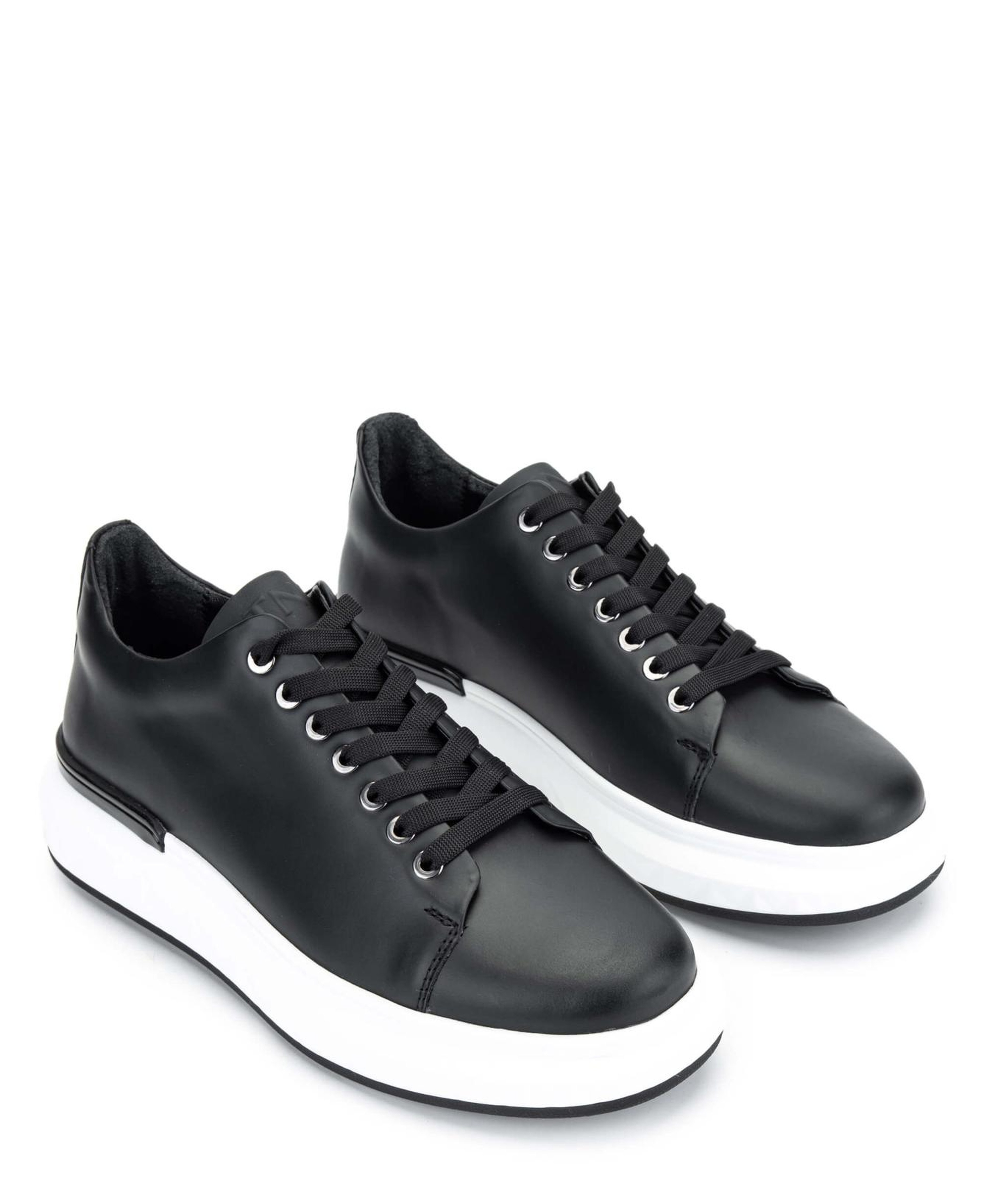 Tamer Tanca Erkek Hakiki Deri Siyah Sneakers & Spor Ayakkabı