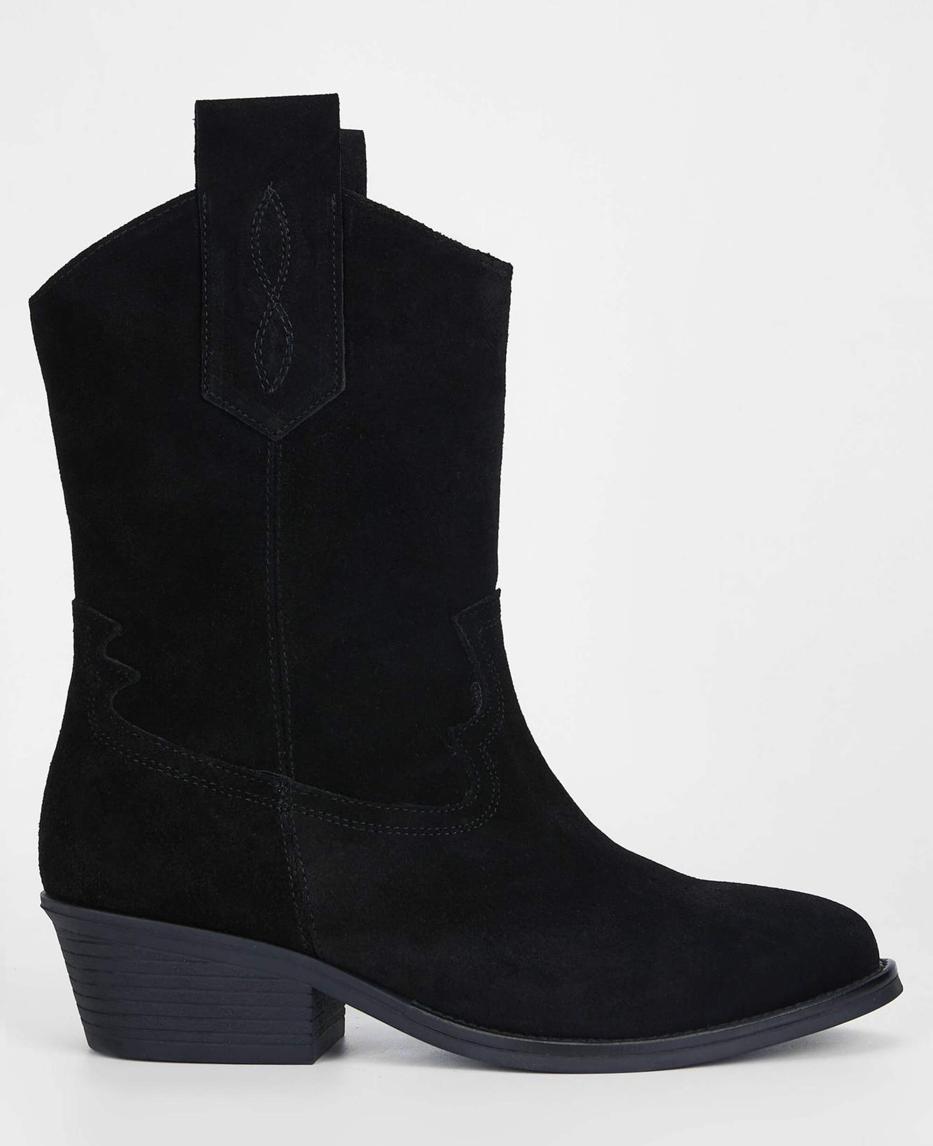 Tamer Tanca Kadın Hakiki Deri Siyah Süet Western Bot