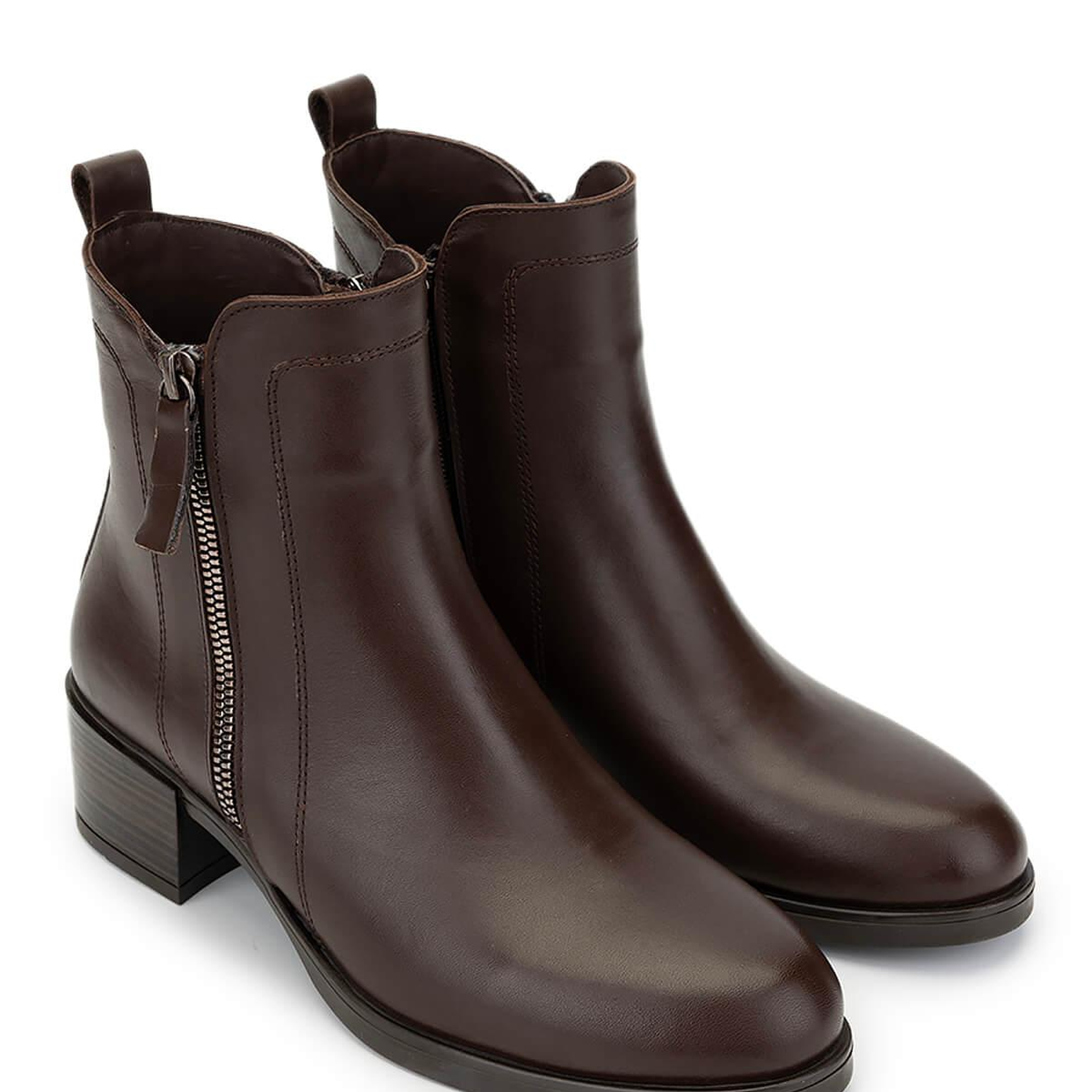 Tamer Tanca Kadın Hakiki Deri Kahverengi Topuklu Bot