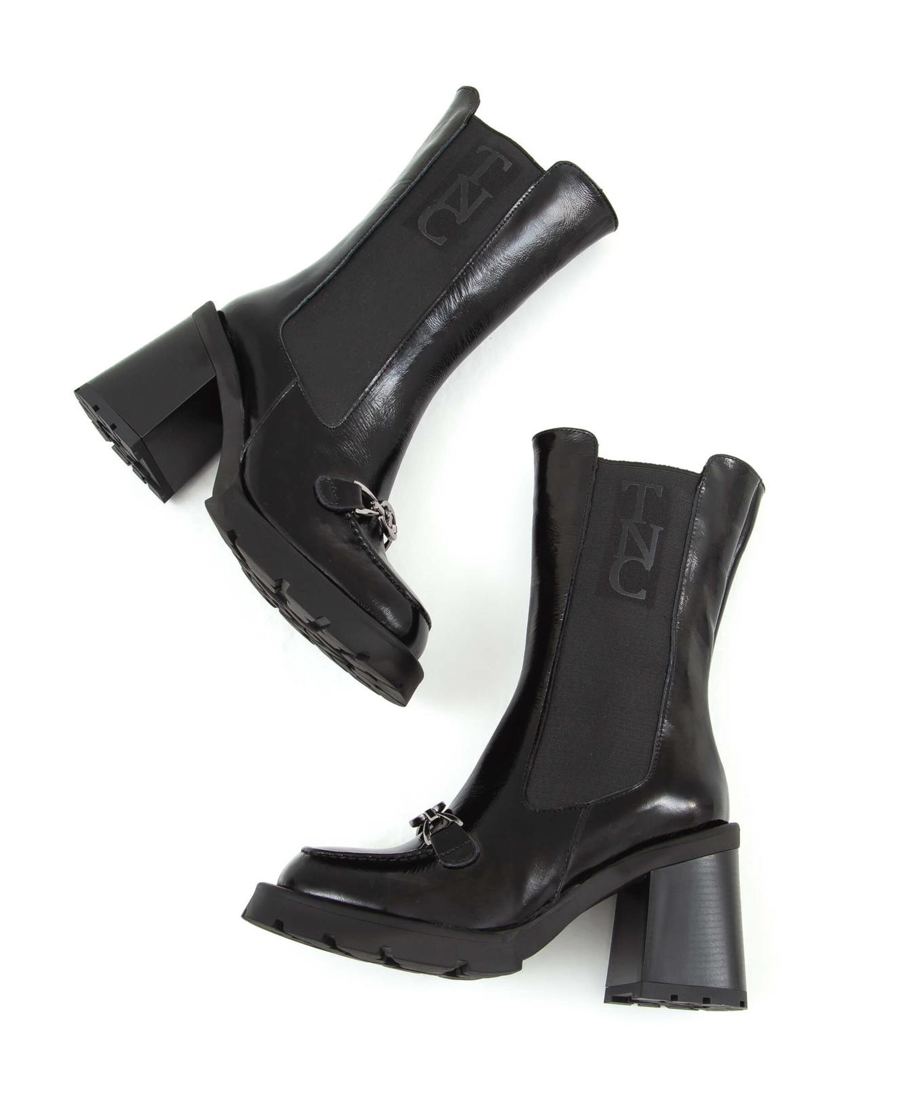 Tamer Tanca Kadın Hakiki Deri Siyah Rugan Casual Bot