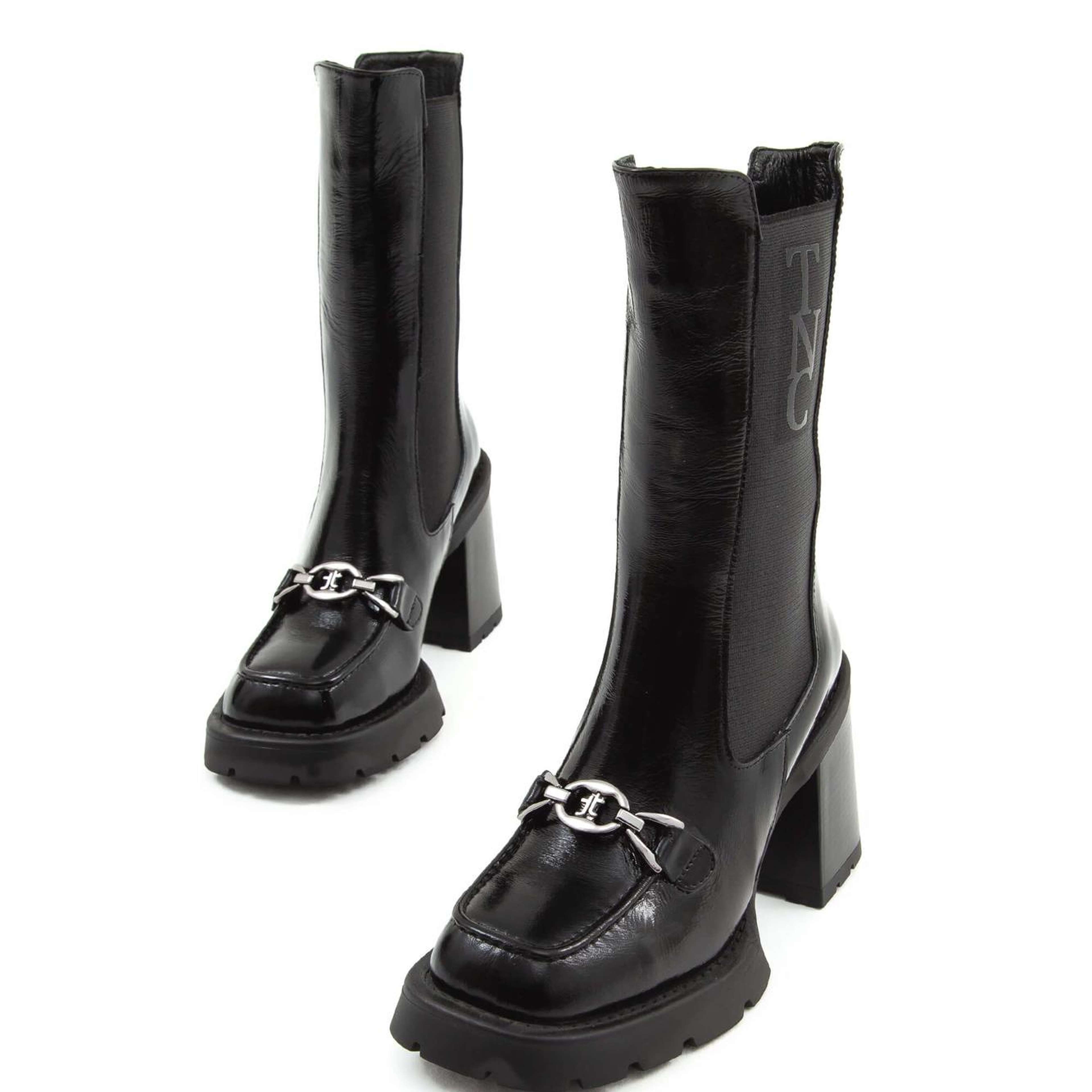 Tamer Tanca Kadın Hakiki Deri Siyah Rugan Casual Bot