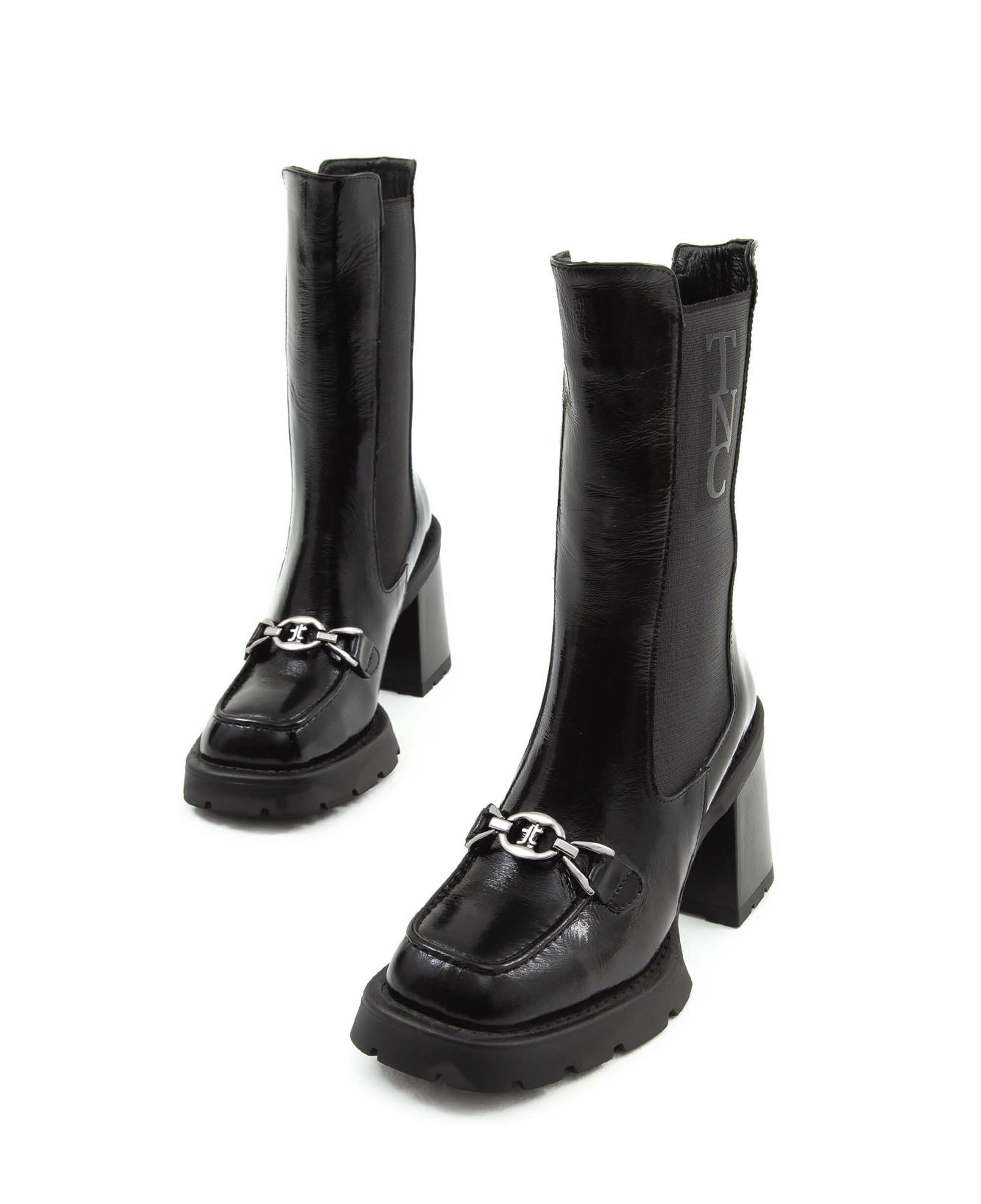 Tamer Tanca Kadın Hakiki Deri Siyah Rugan Casual Bot