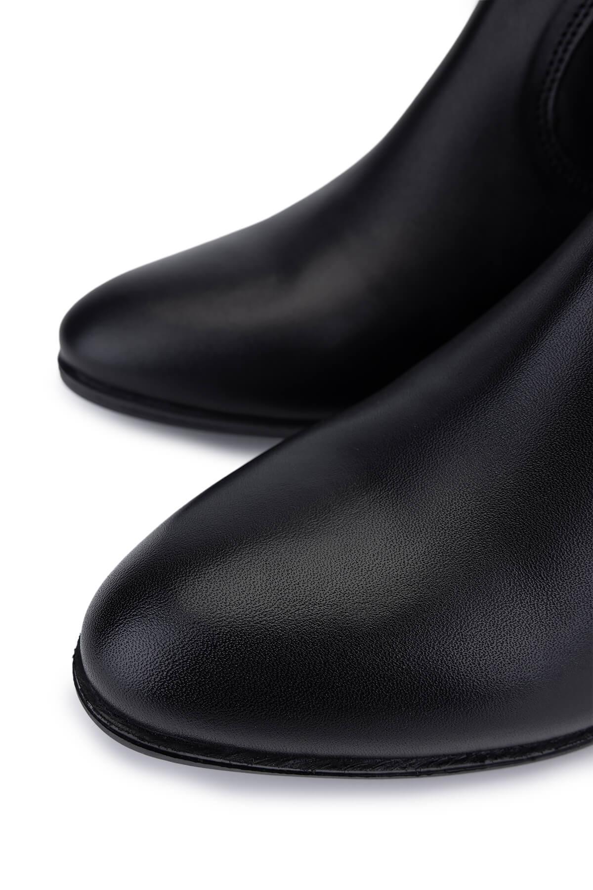 Tamer Tanca Kadın Hakiki Deri Siyah Deri Topuklu Bot