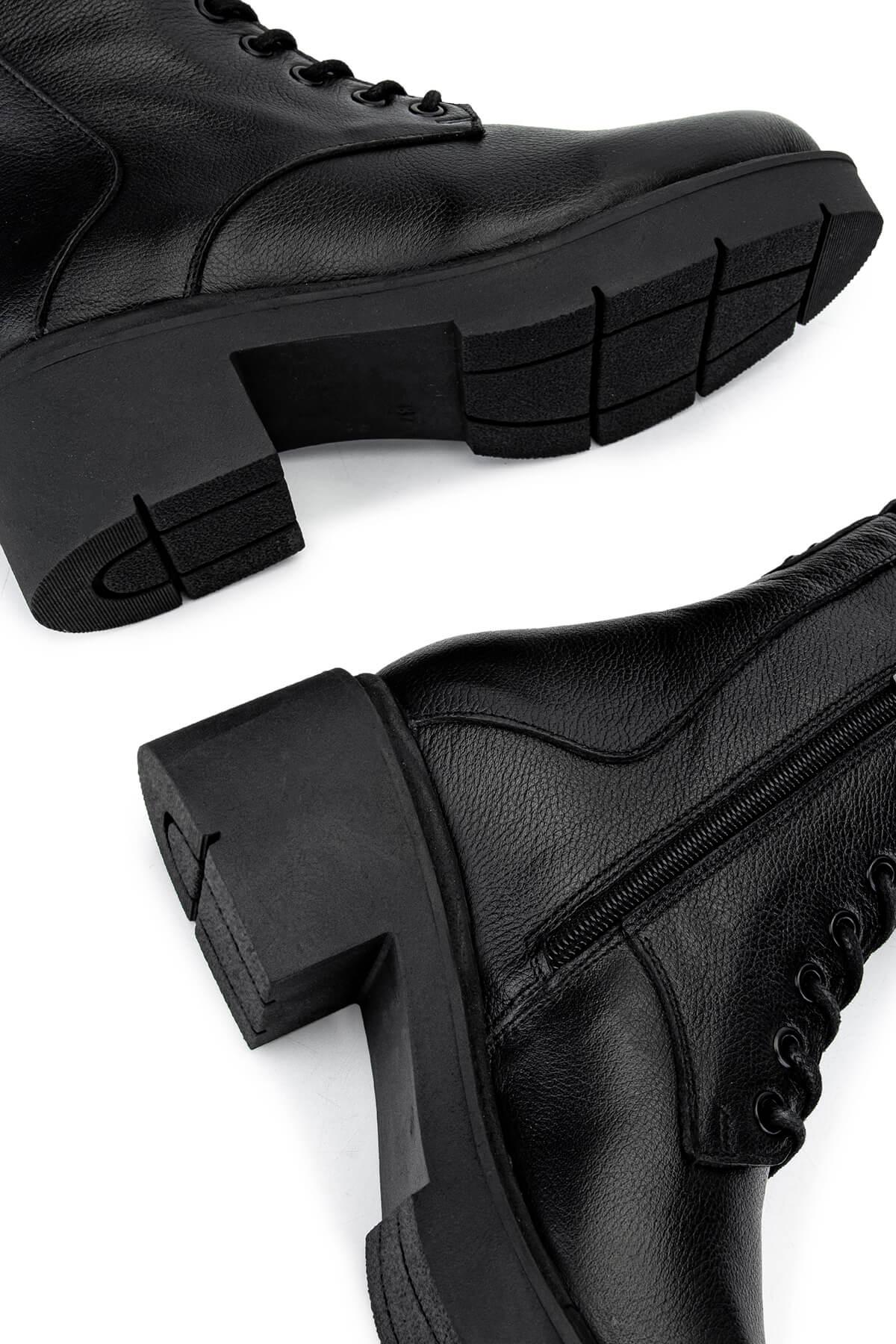 Tamer Tanca Kadın Hakiki Deri Siyah Deri Casual Bot