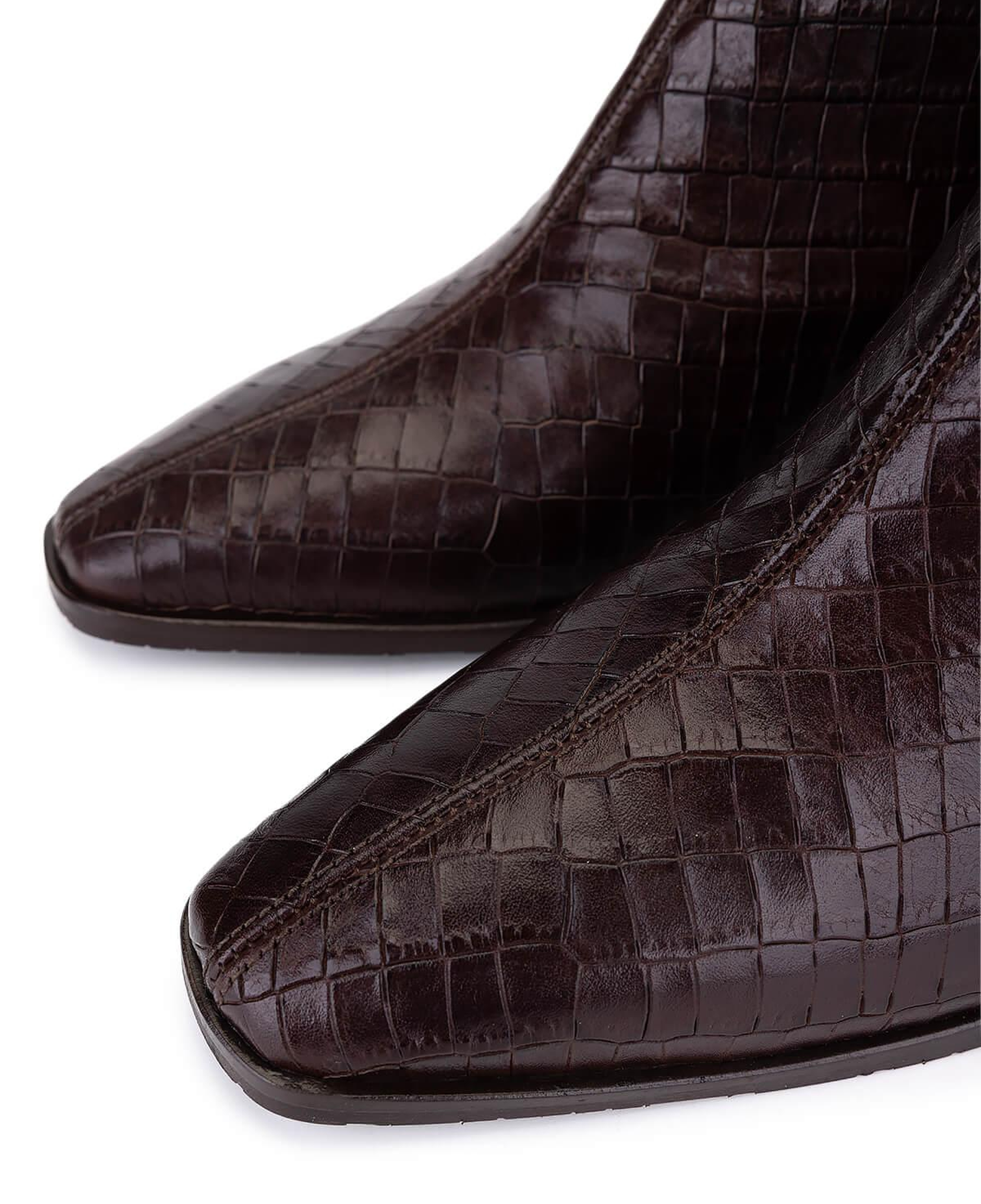 Tamer Tanca Kadın Hakiki Deri Kahverengi Kroko Klasik Bot