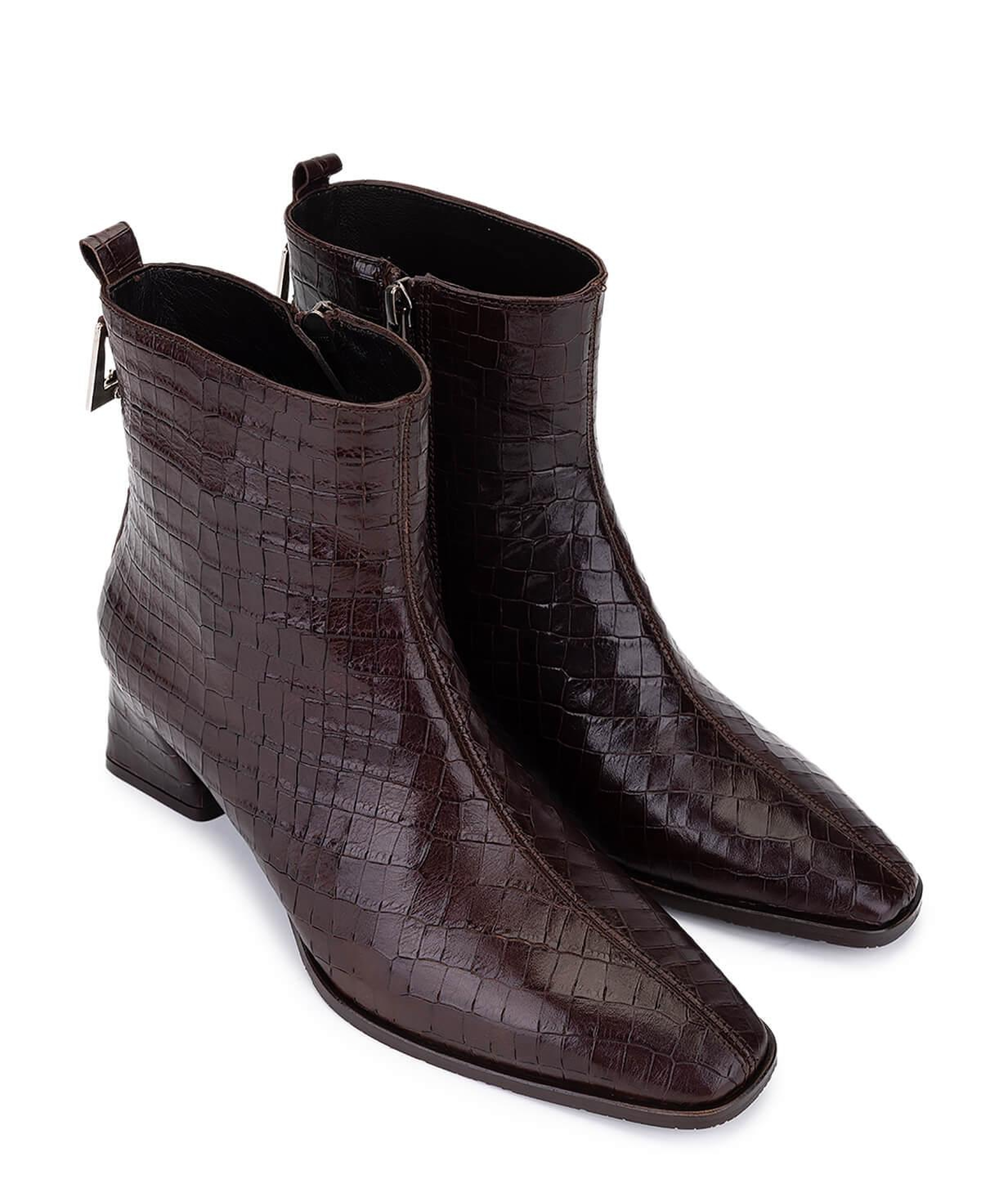 Tamer Tanca Kadın Hakiki Deri Kahverengi Kroko Klasik Bot