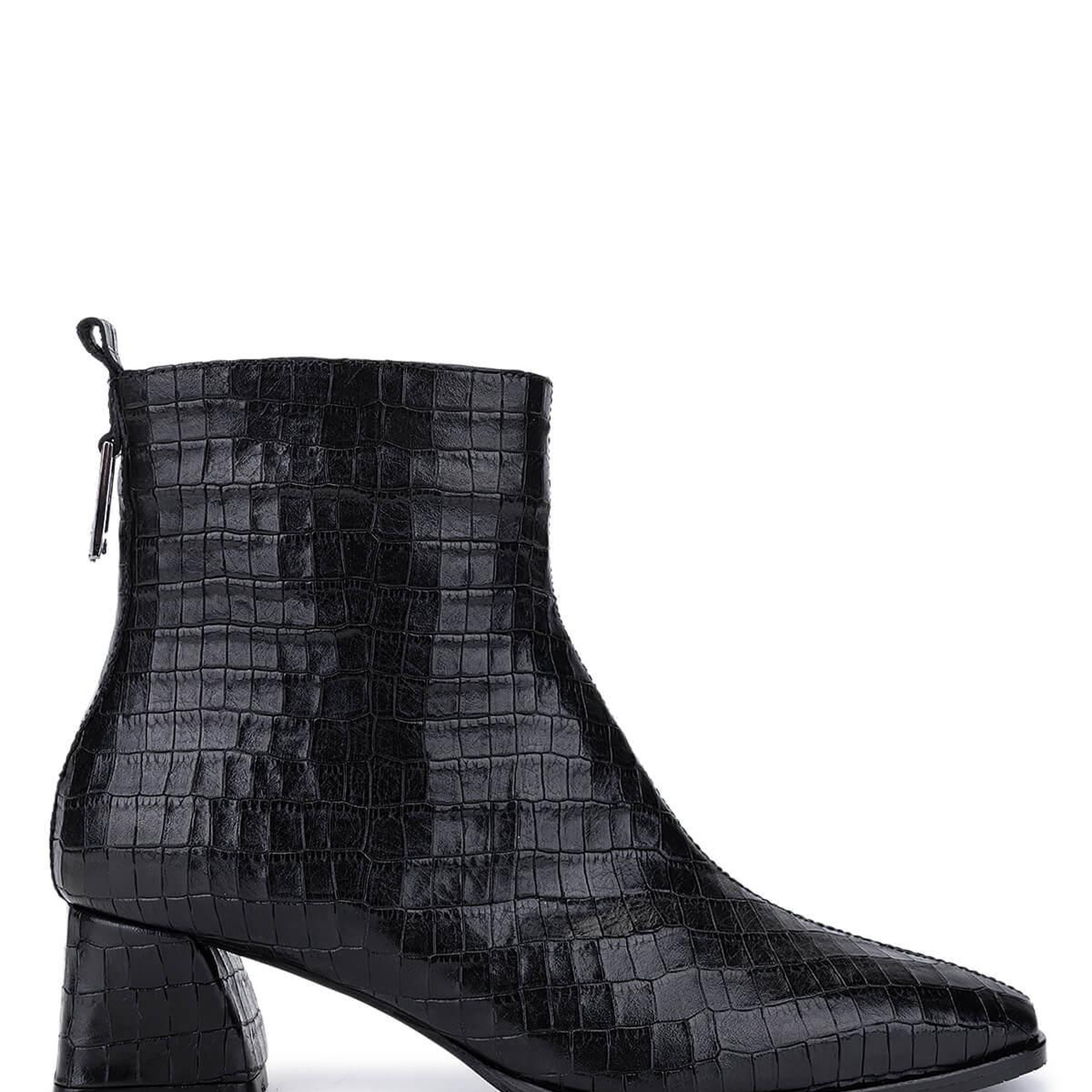 Tamer Tanca Kadın Hakiki Deri Siyah Kroko Klasik Bot