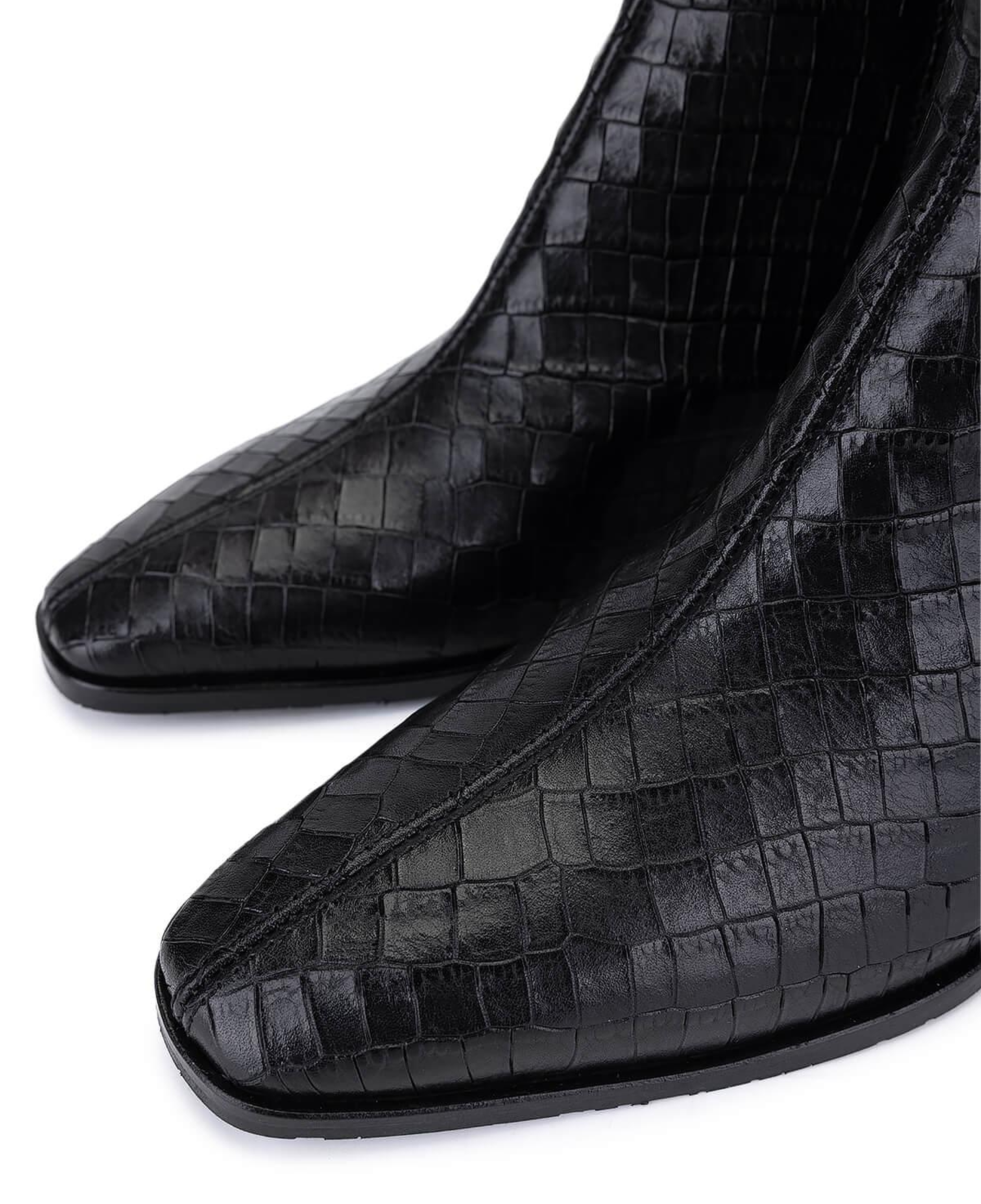 Tamer Tanca Kadın Hakiki Deri Siyah Kroko Klasik Bot