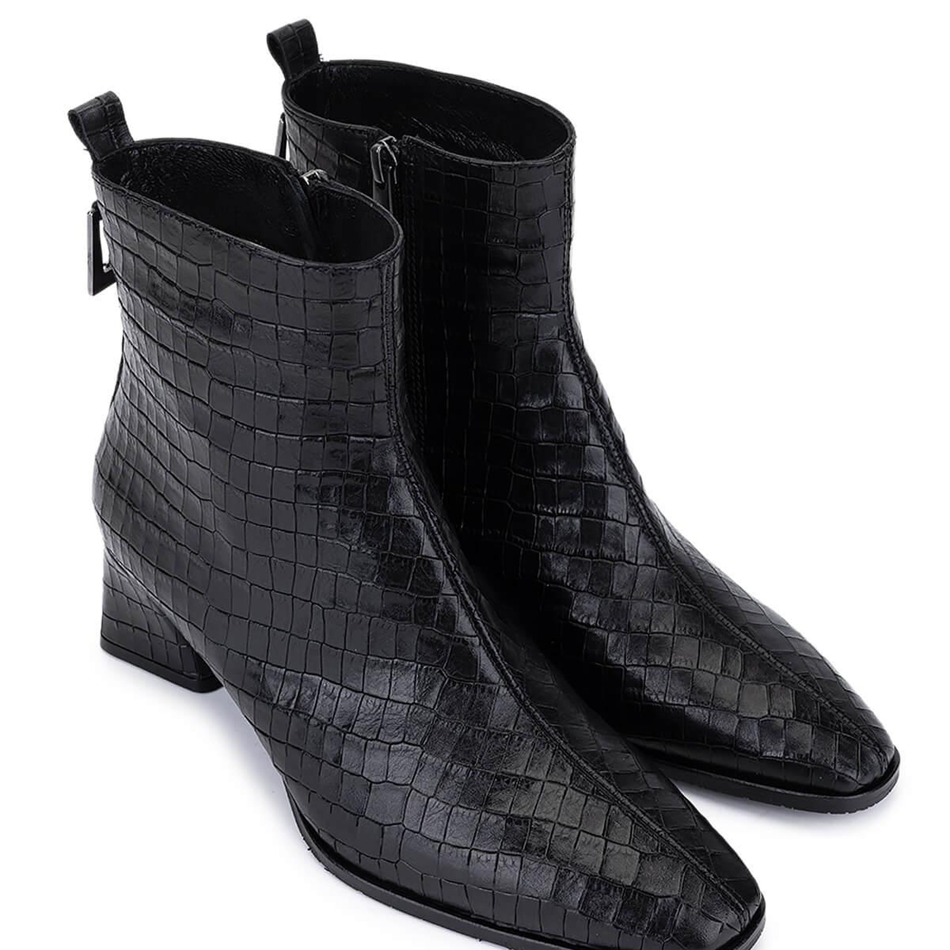 Tamer Tanca Kadın Hakiki Deri Siyah Kroko Klasik Bot