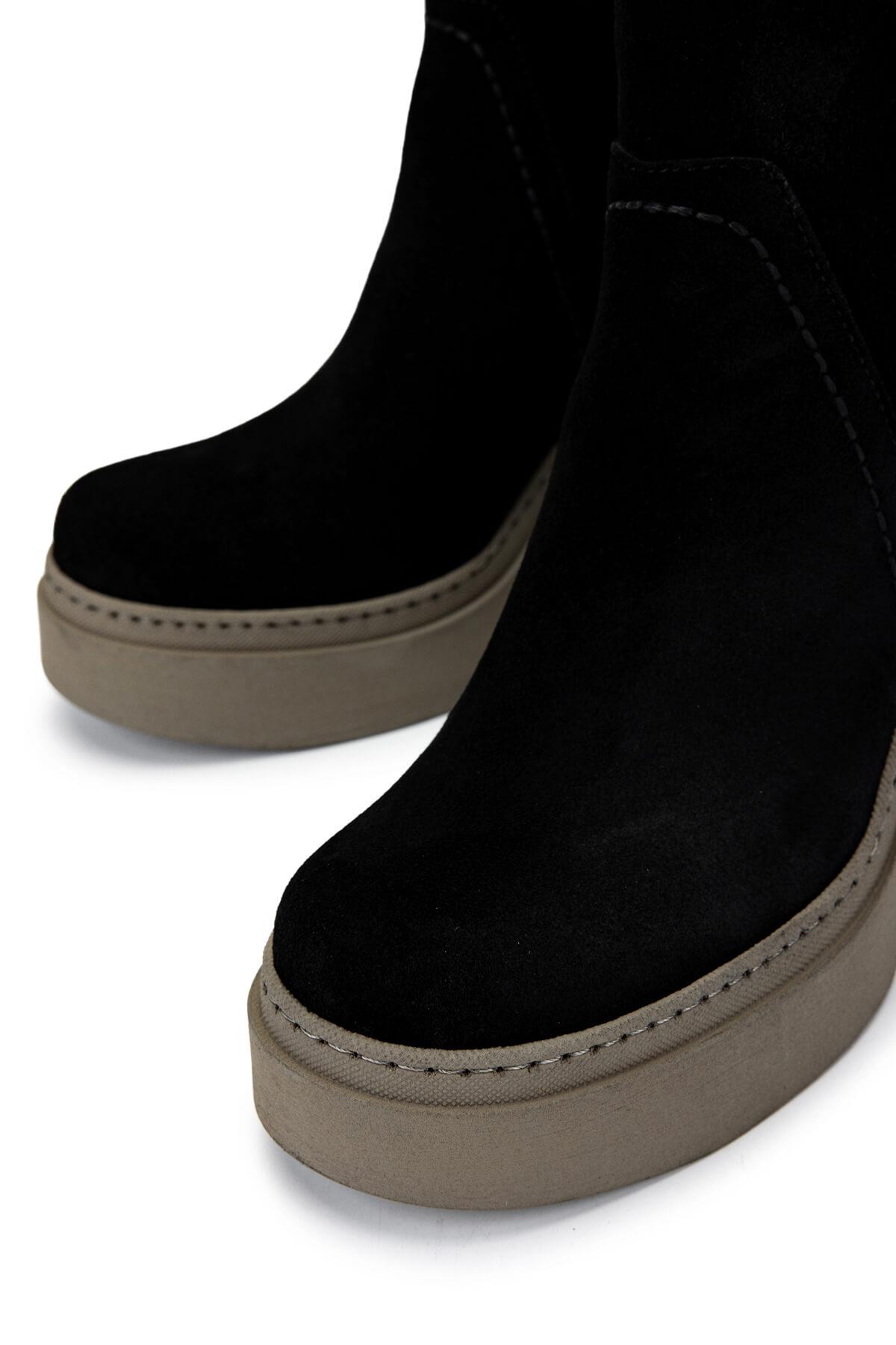 Tamer Tanca Kadın Hakiki Deri Siyah/Haki Casual Bot