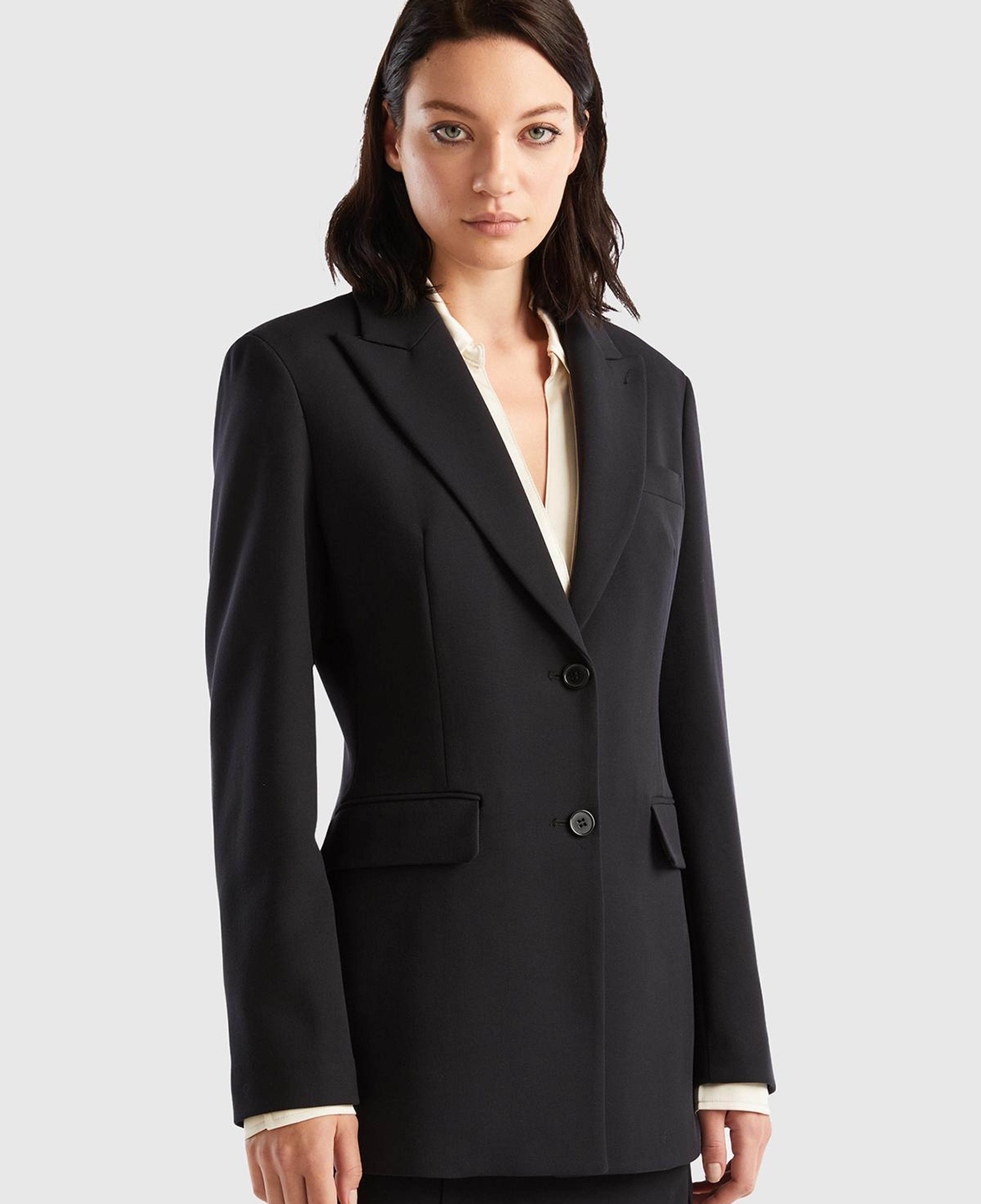 Kadın Siyah Çift Düğmeli Ceket