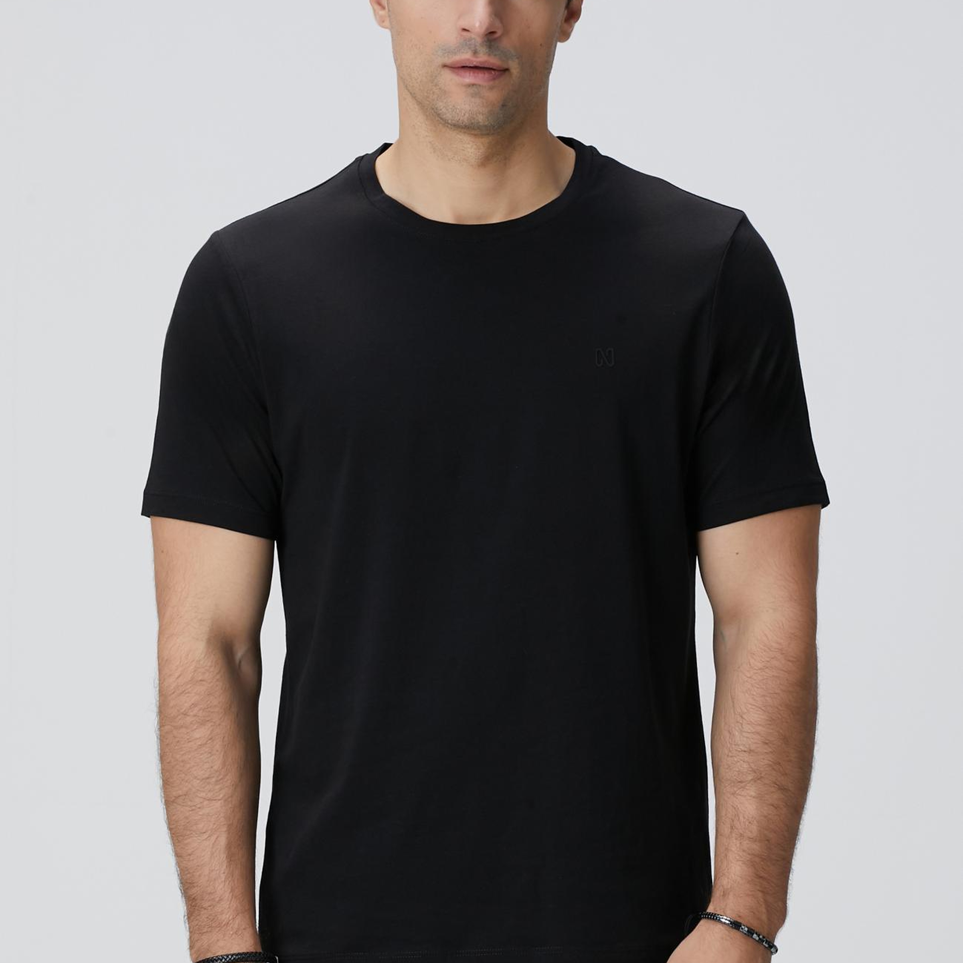 Network Erkek Siyah Basic T-shirt