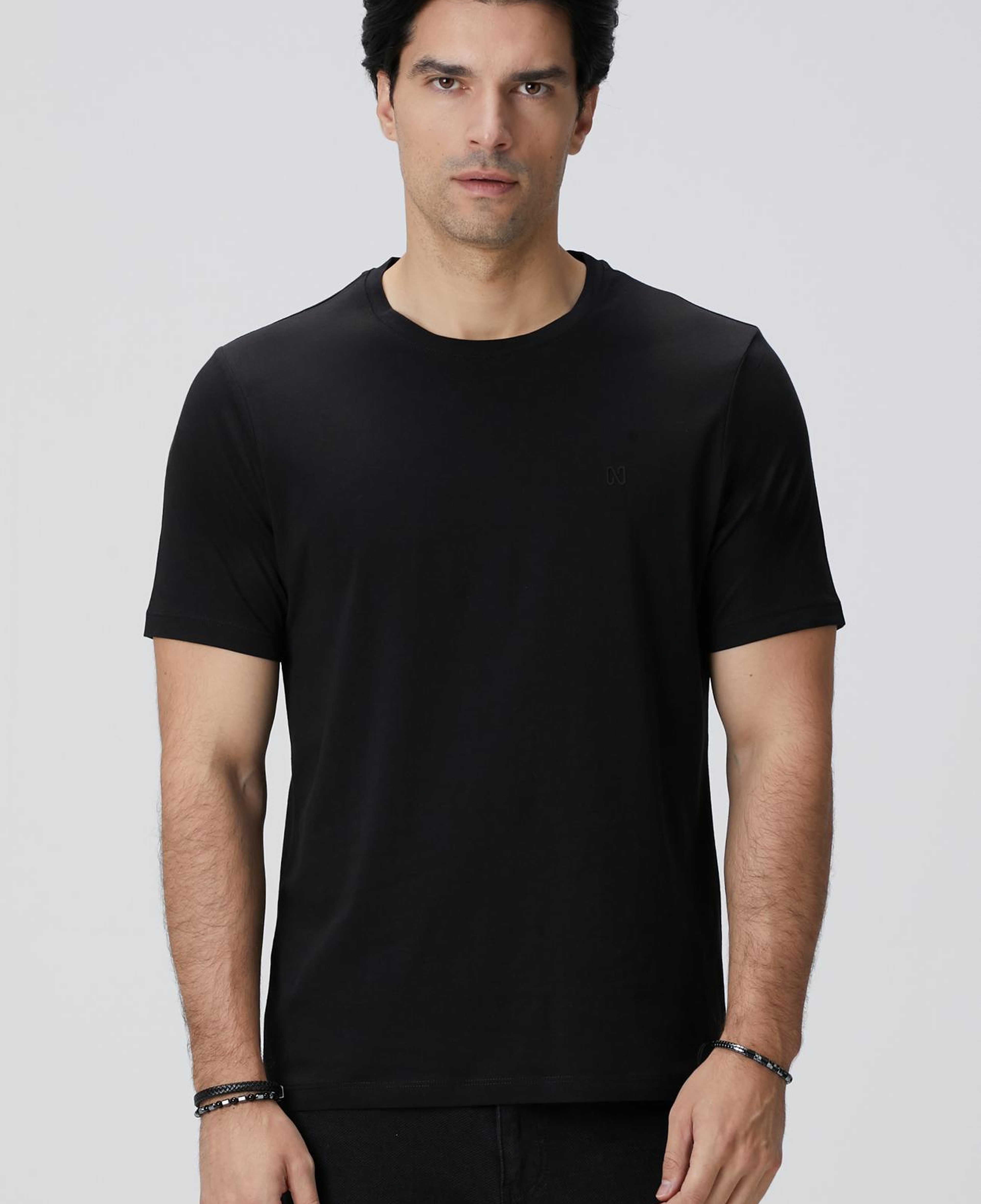 Network Erkek Siyah Basic T-shirt