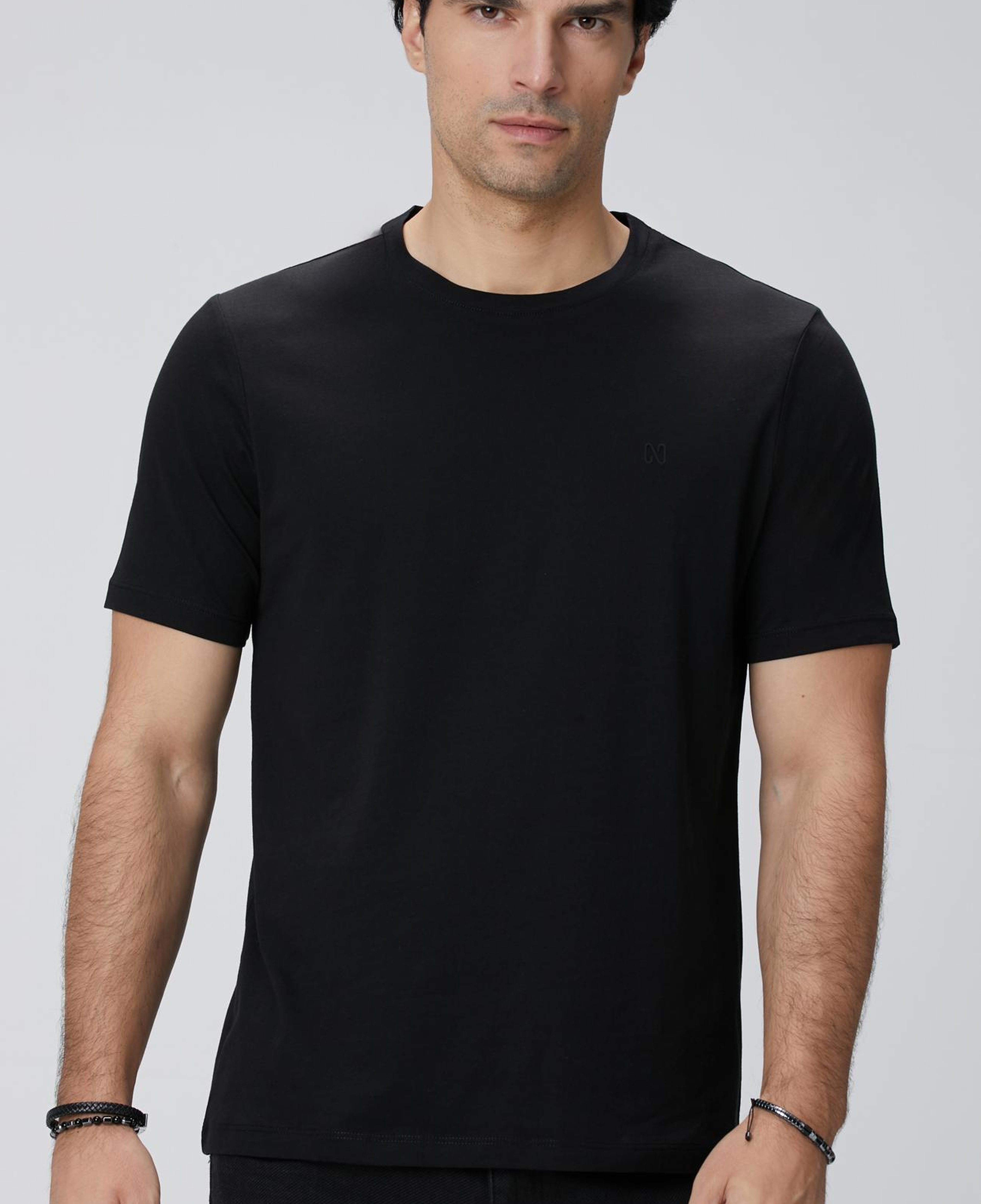 Network Erkek Siyah Basic T-shirt