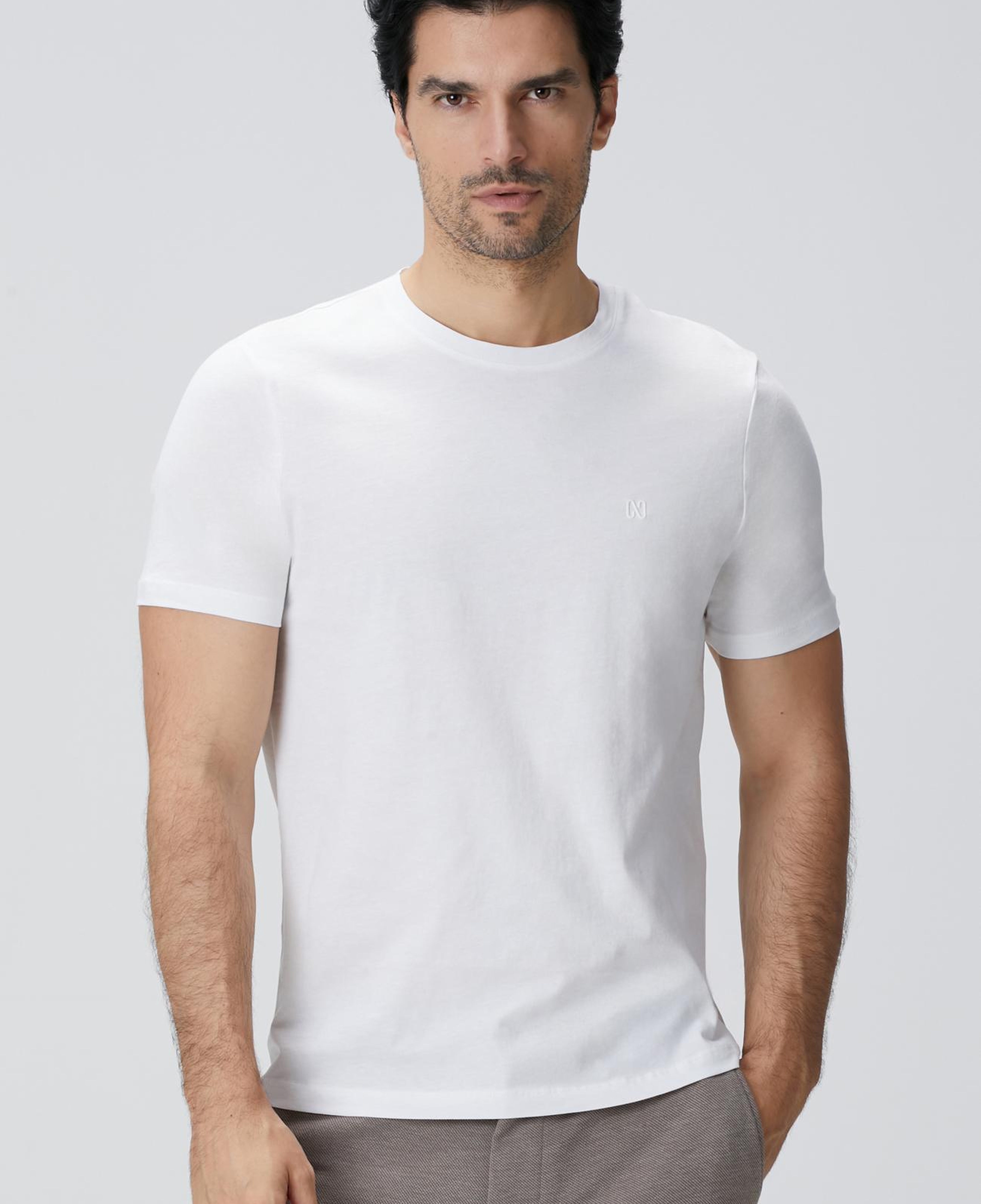 Network Erkek Beyaz Basic T-shirt