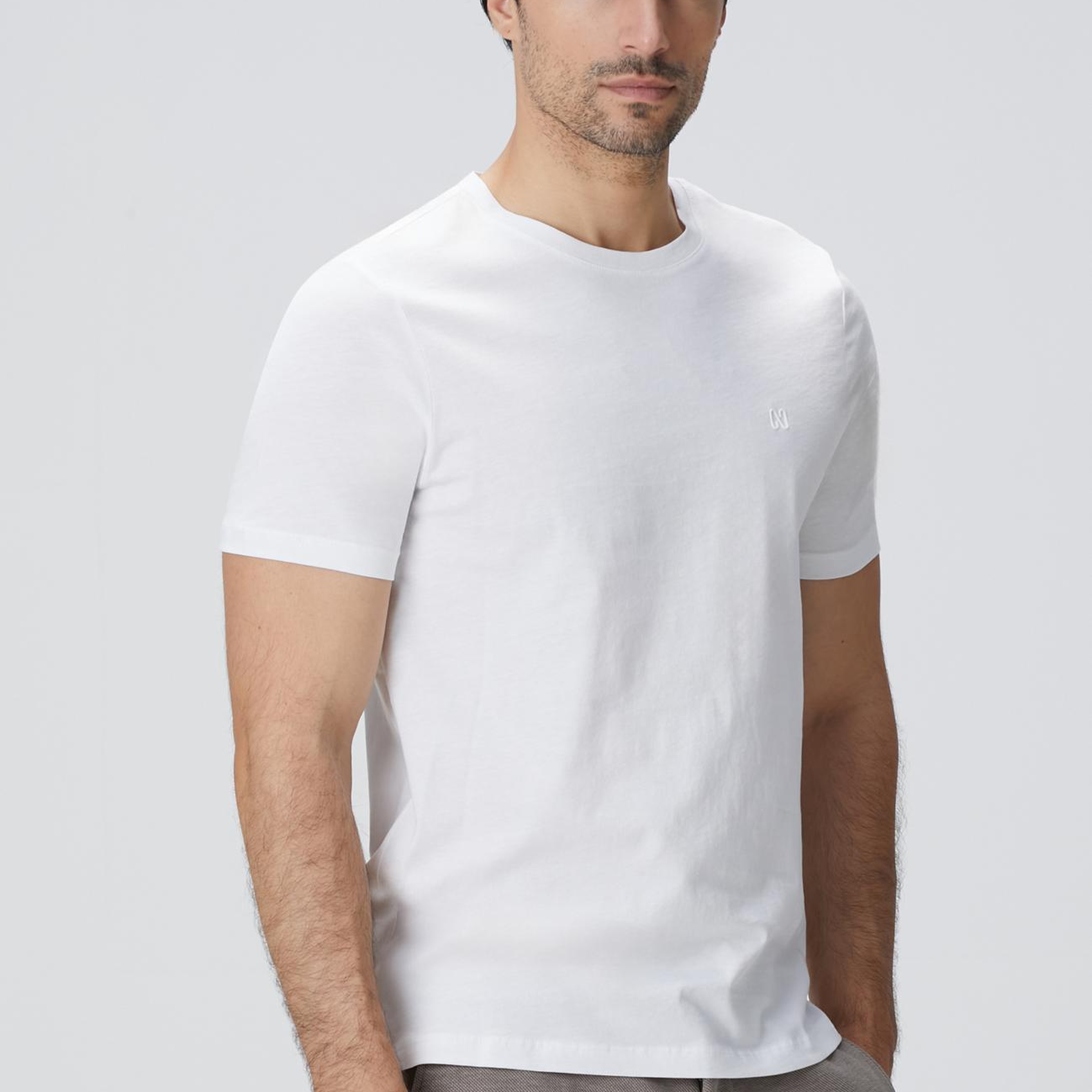 Network Erkek Beyaz Basic T-shirt