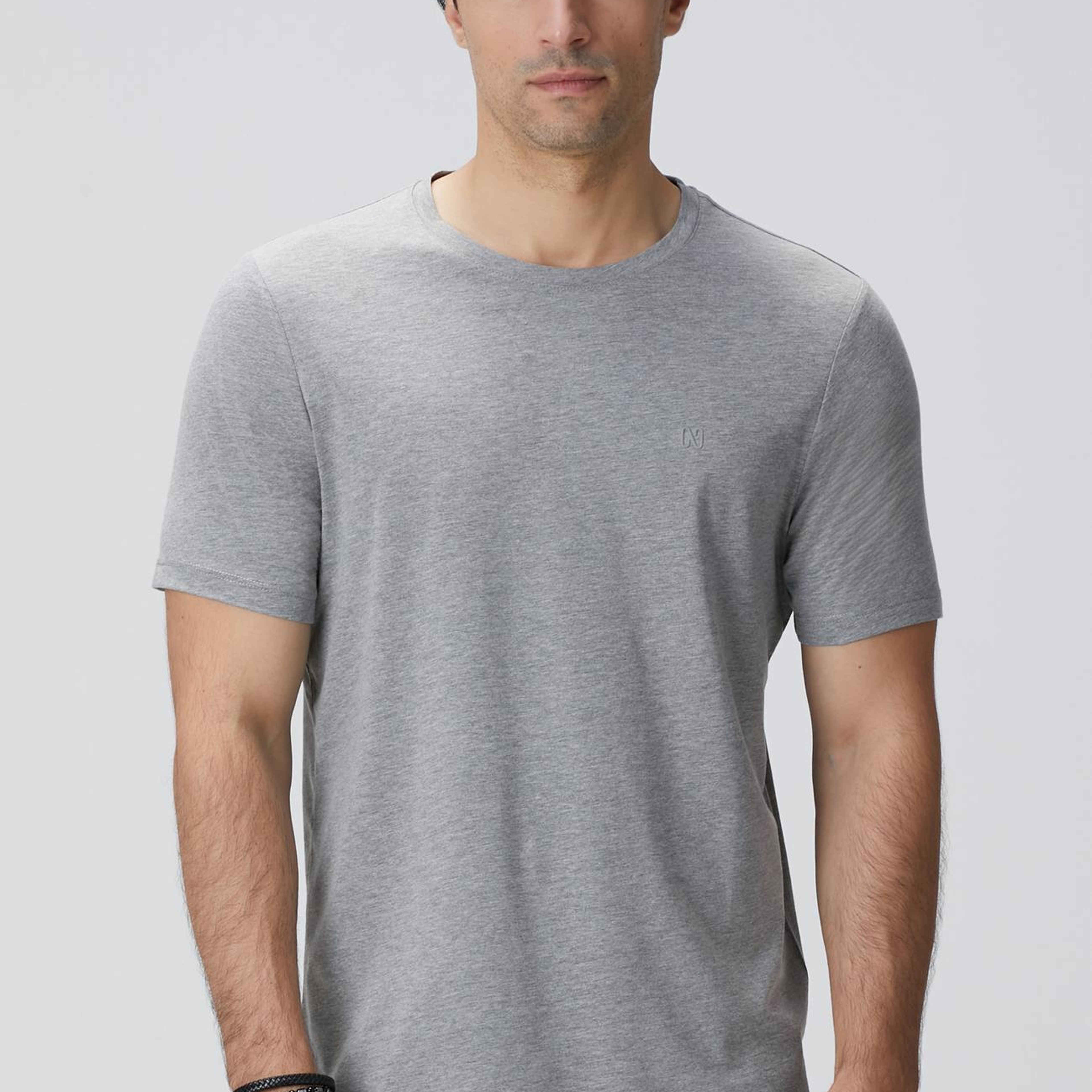 Network Erkek Gri Melanj Basic T-shirt