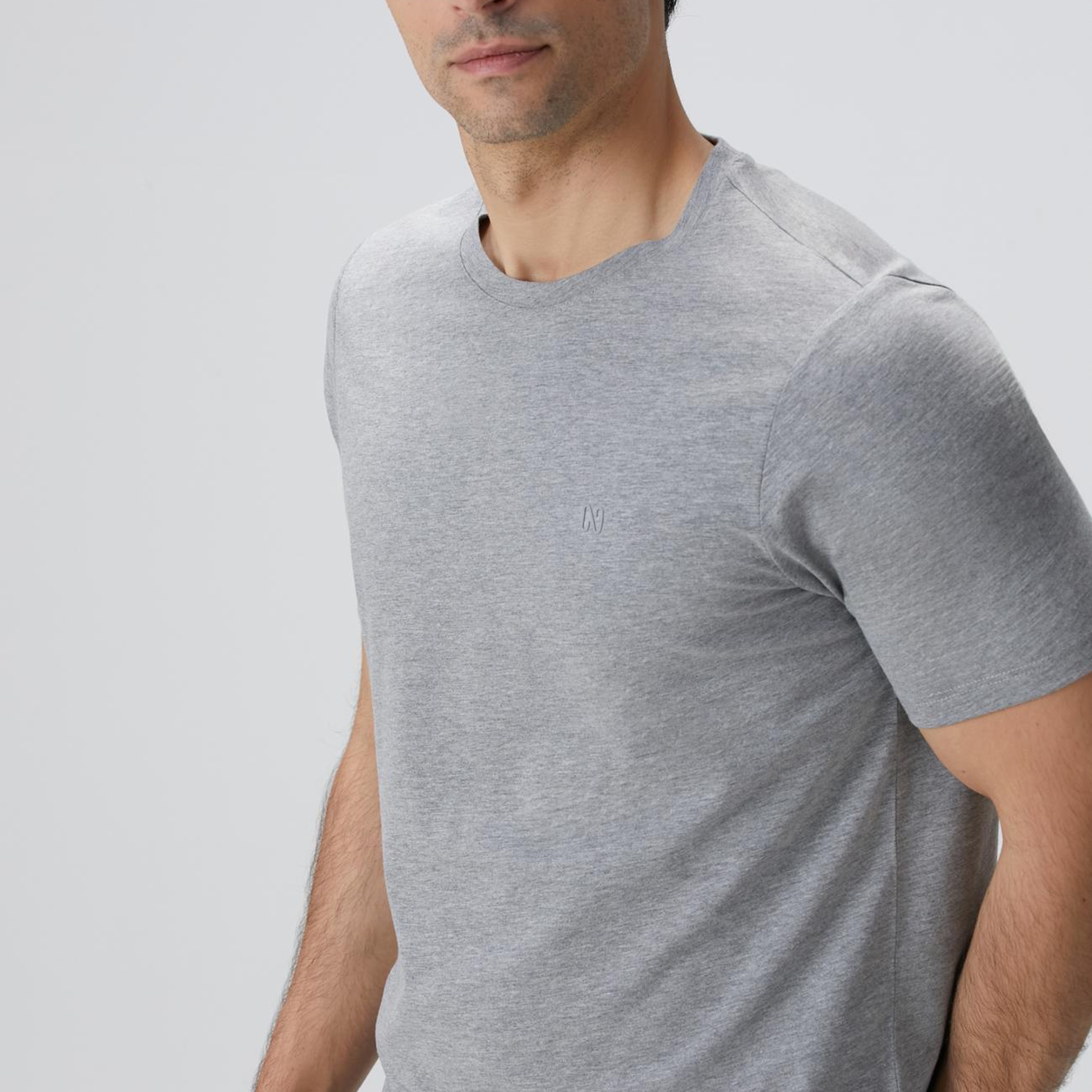 Network Erkek Gri Melanj Basic T-shirt