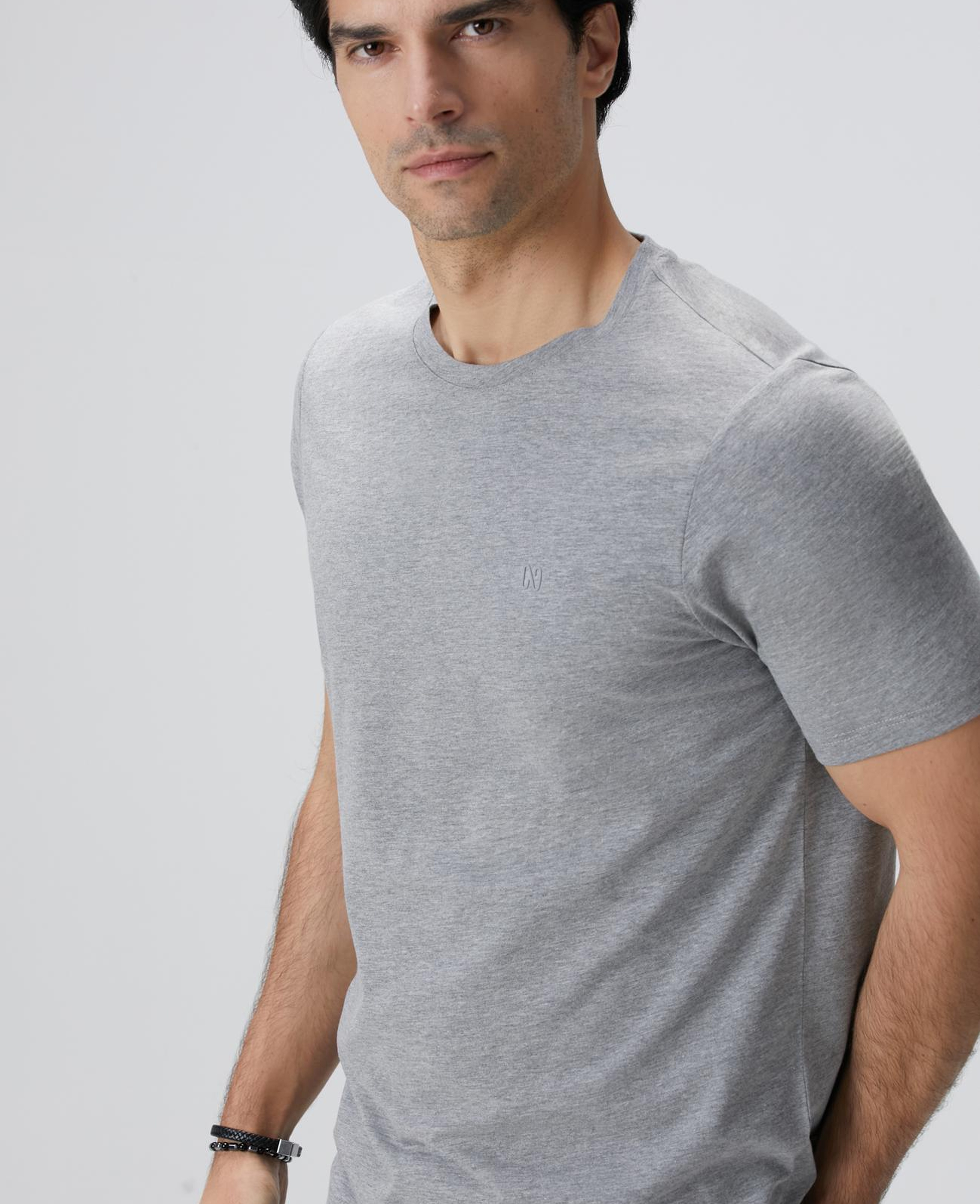 Network Erkek Gri Melanj Basic T-shirt