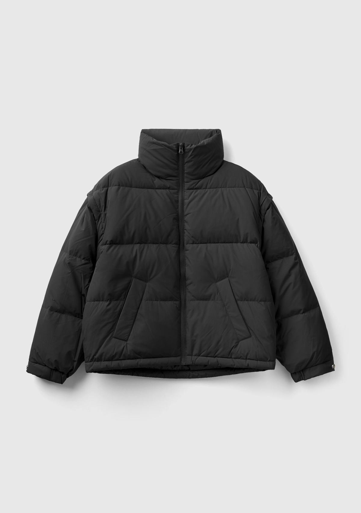 Kadın Siyah Kaz Tüyü Dolgulu Pufa Mont