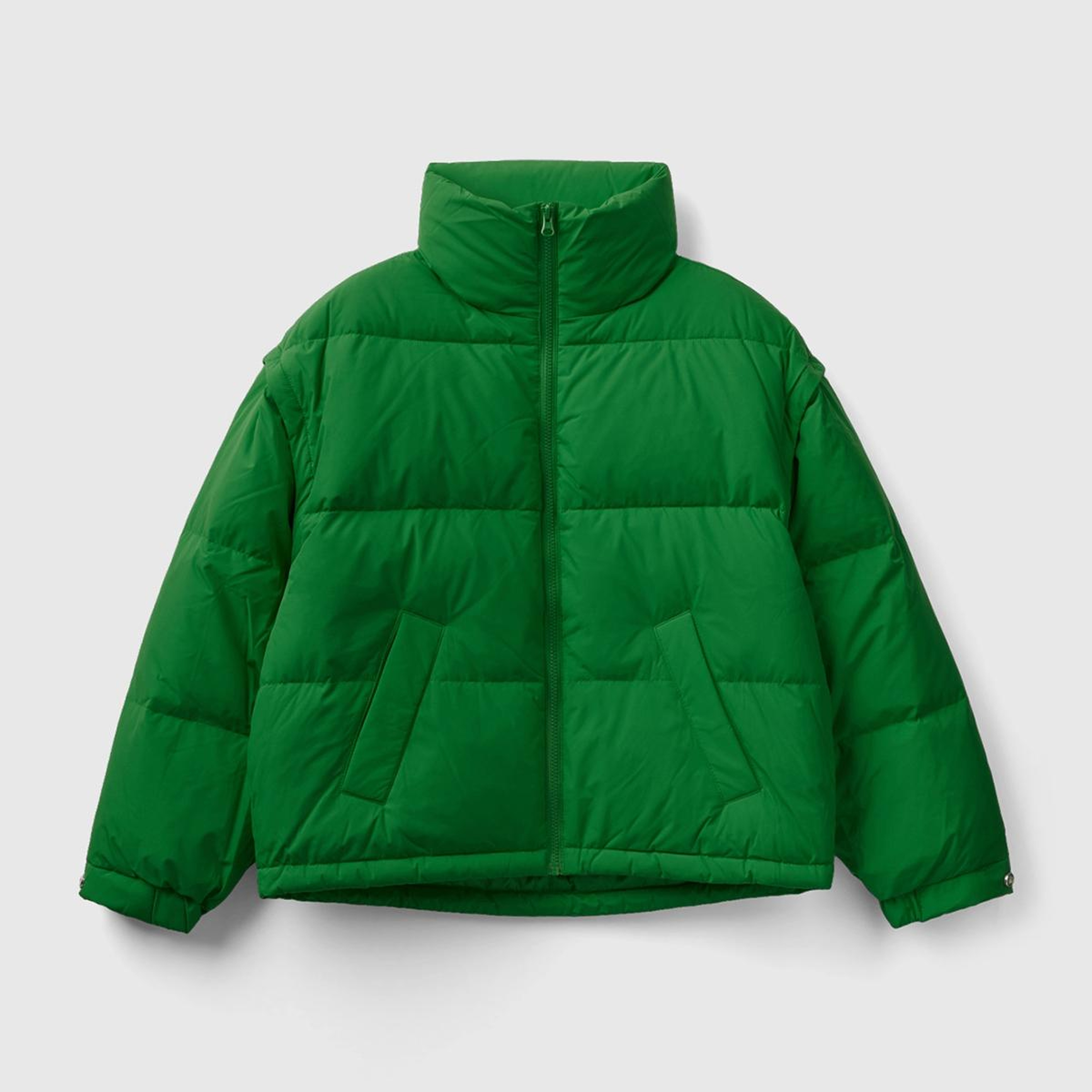 Kadın Yeşil Kaz Tüyü Dolgulu Pufa Mont