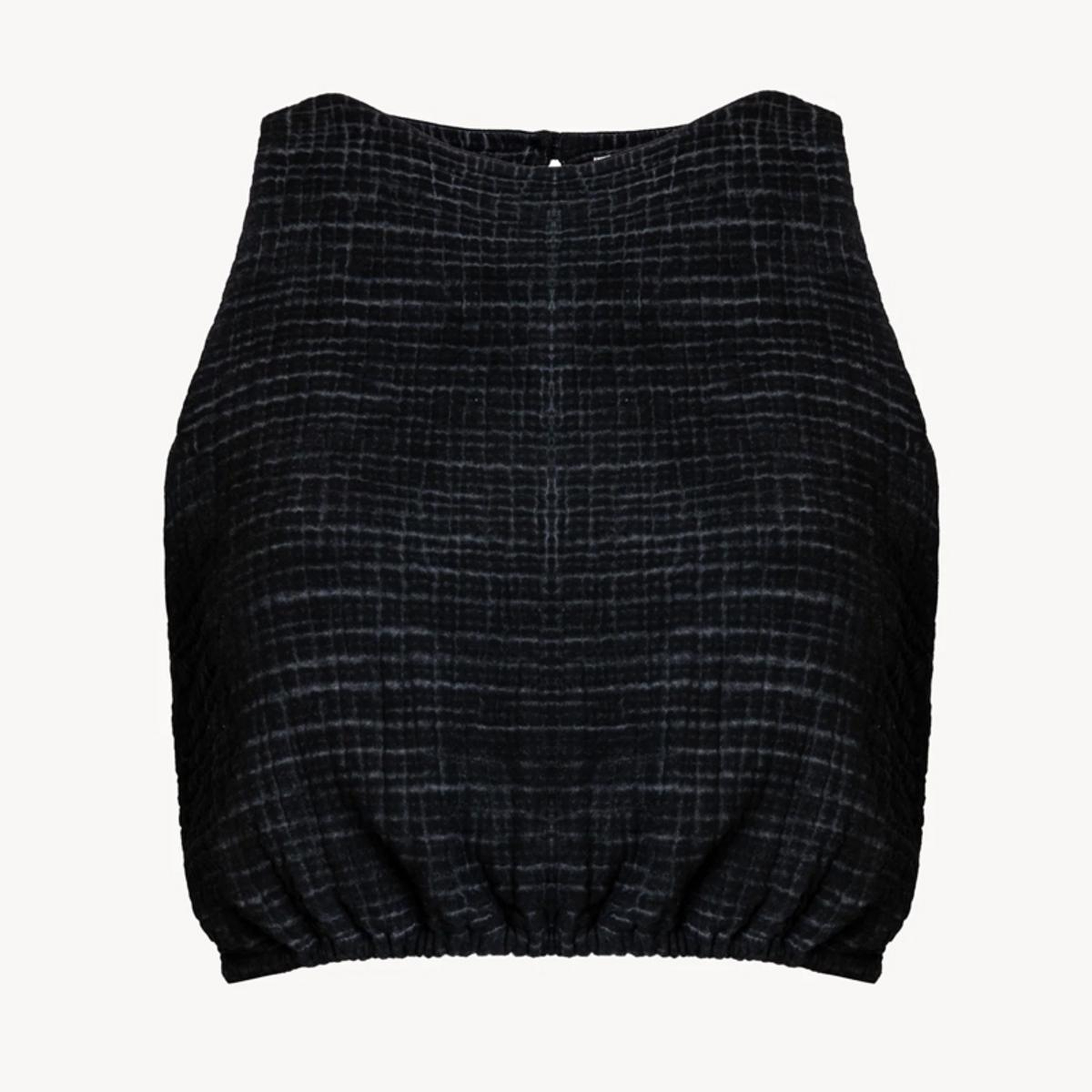 İKİKIZ Crinkle Crop Bluz Kadın Siyah