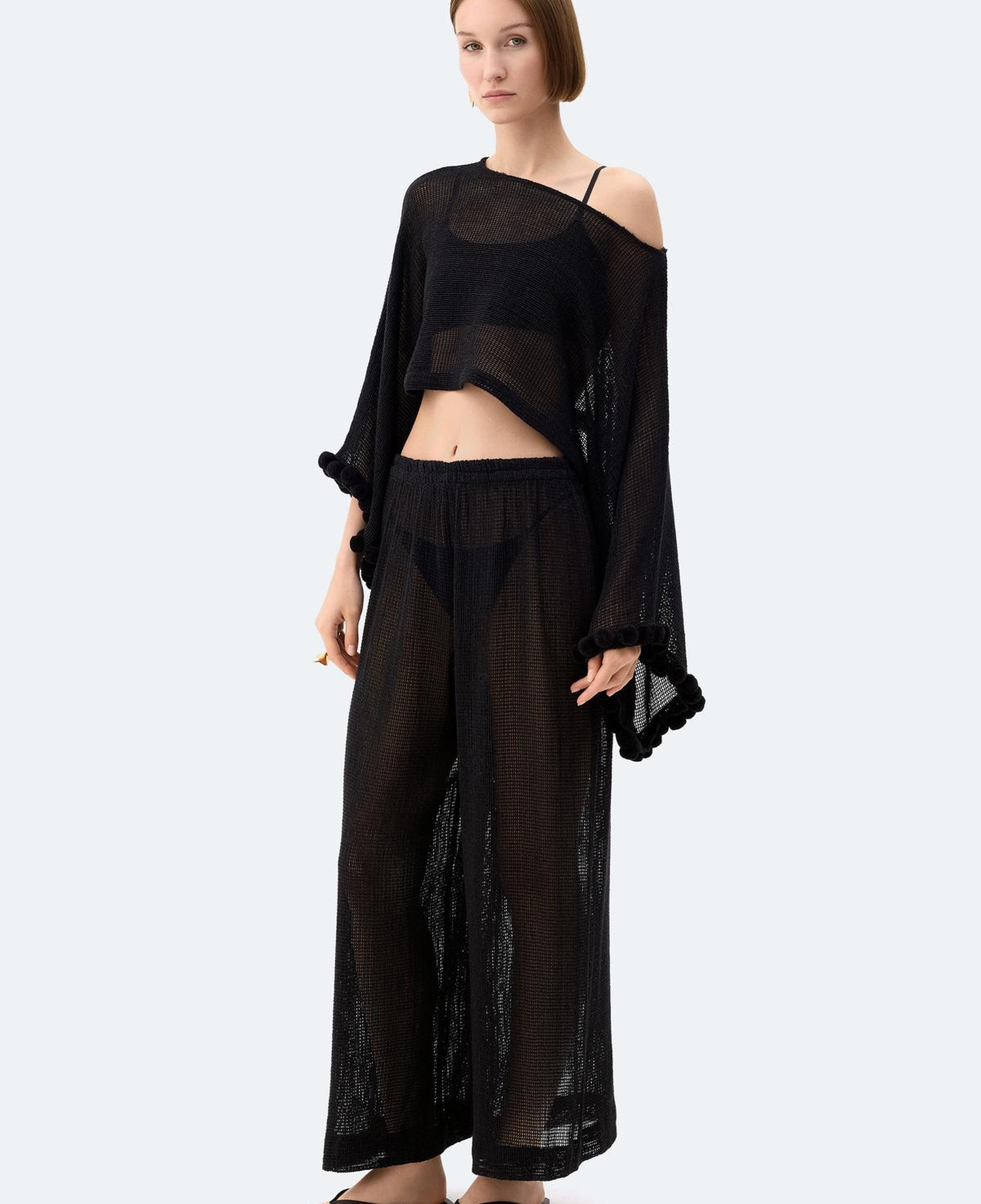 İKİKIZ Kroşe Bluz Kadın Siyah