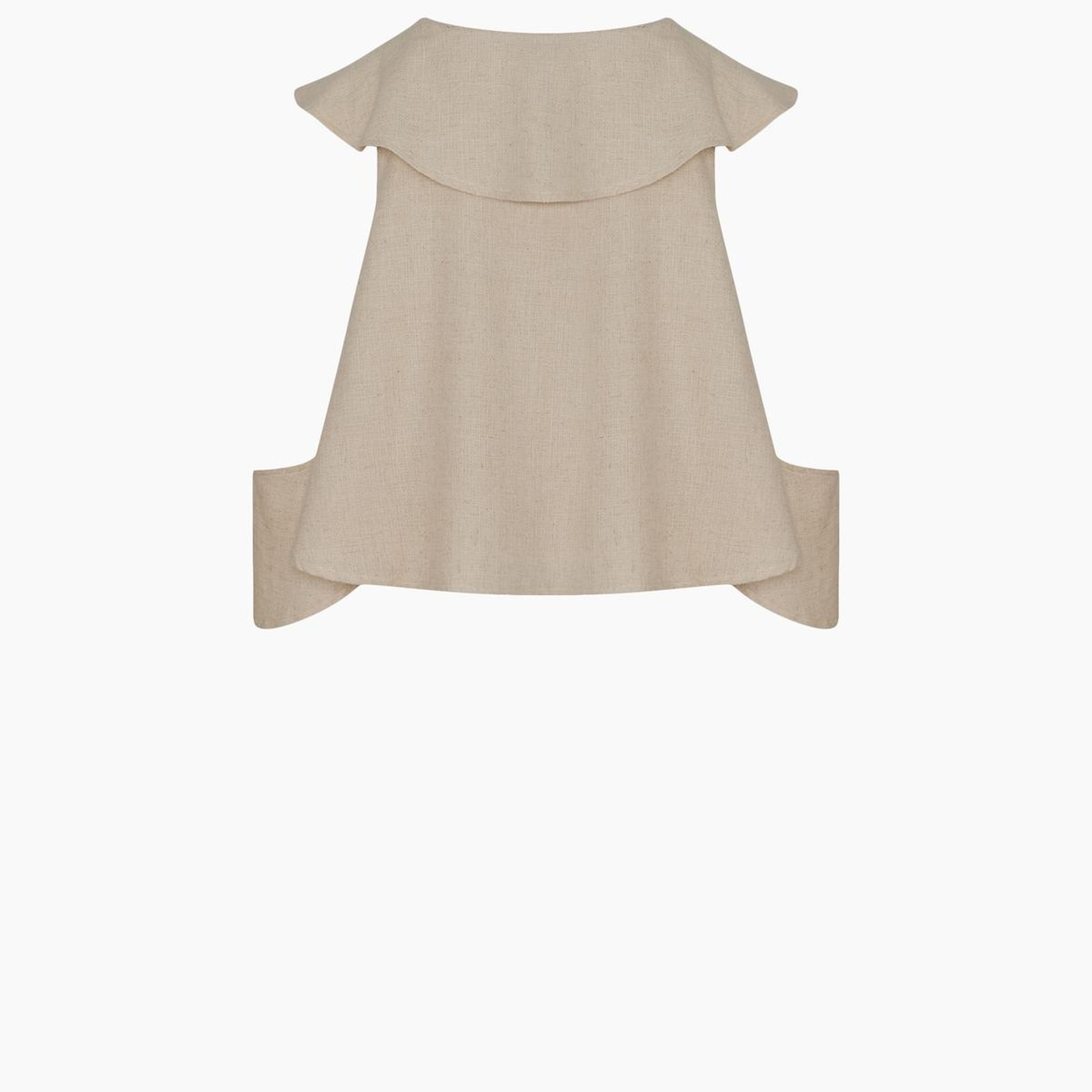 İKİKIZ Keten Fırfırlı Bluz Kadın Naturel