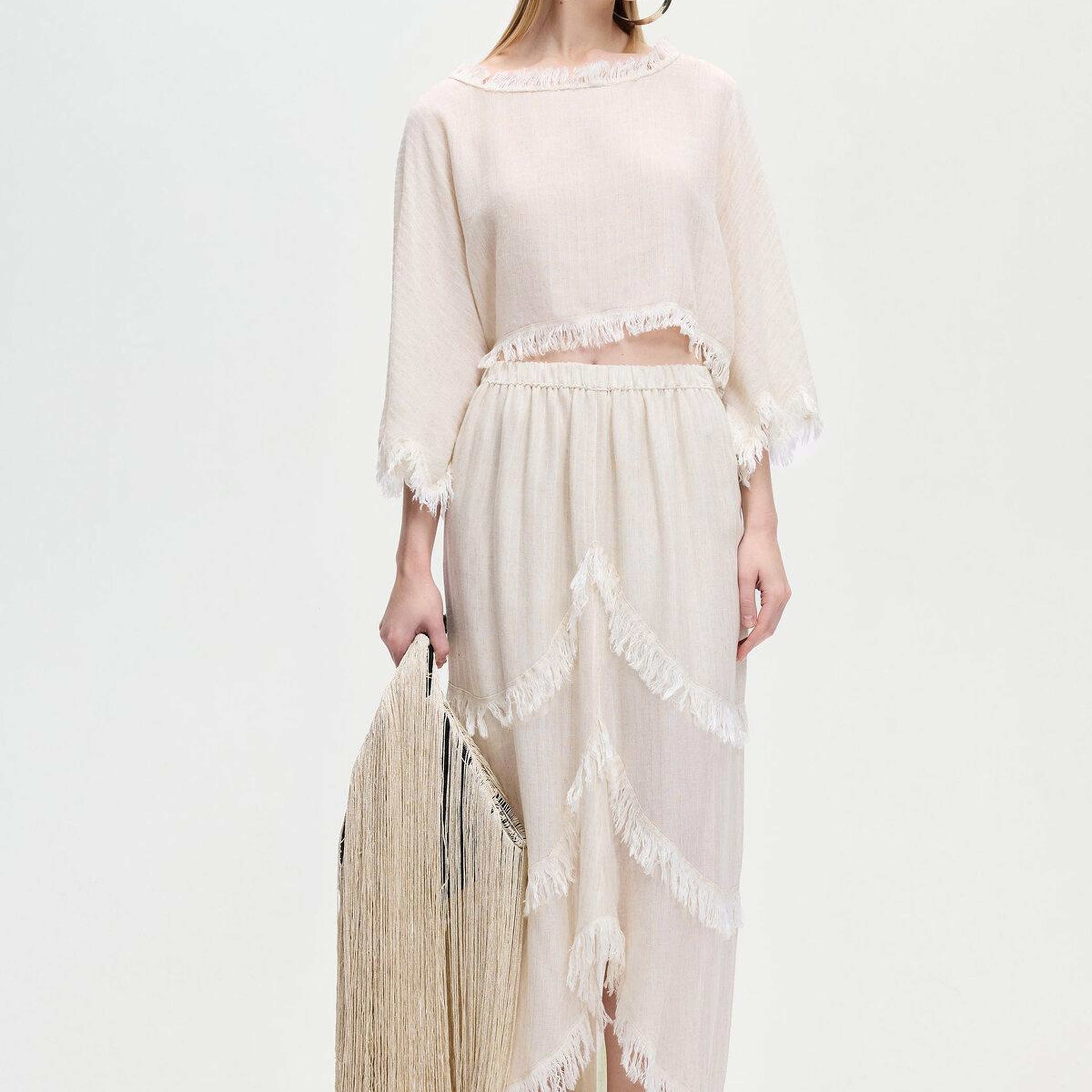 İKİKIZ Asimetrik Etek Kadın Naturel