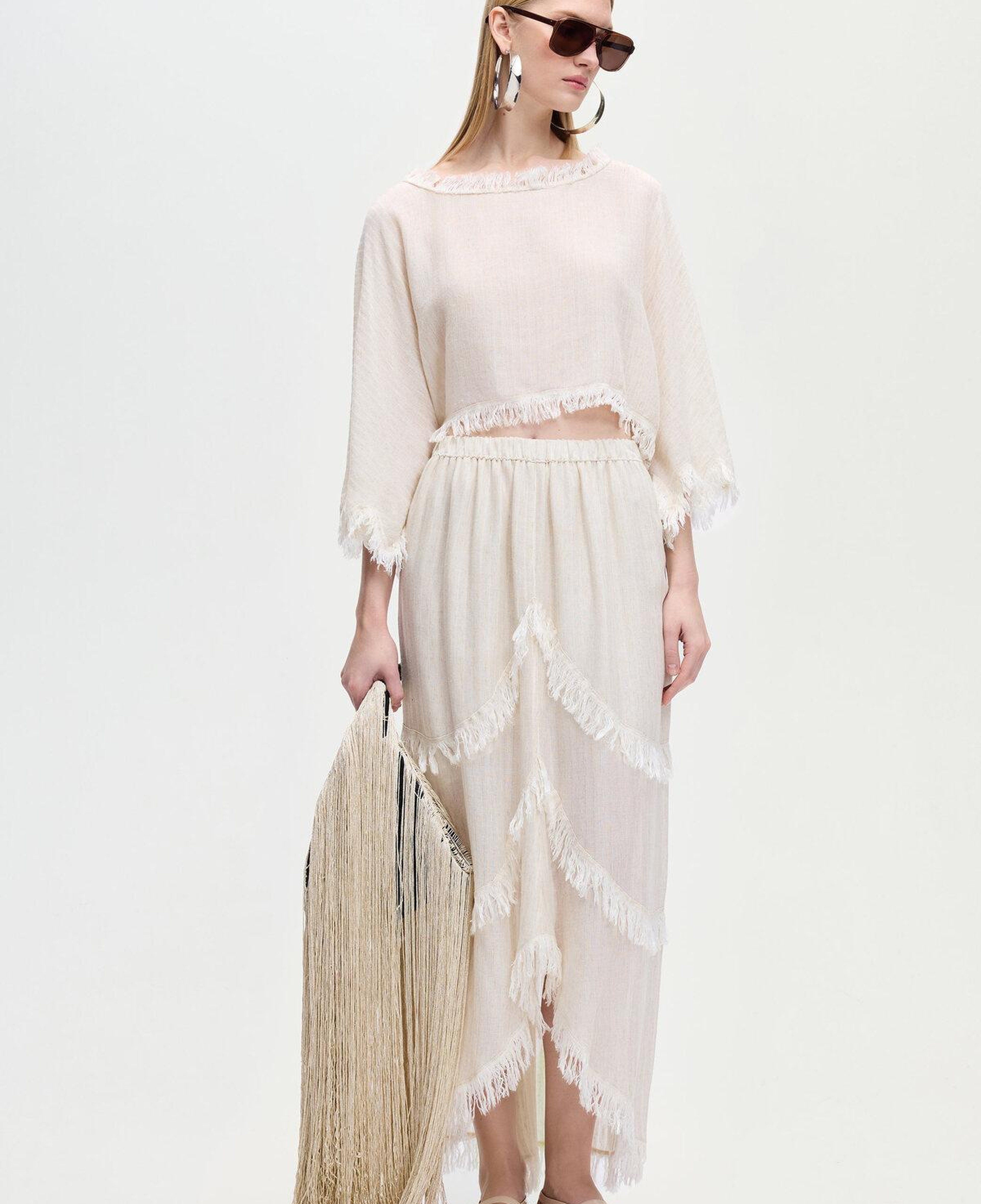 İKİKIZ Asimetrik Etek Kadın Naturel