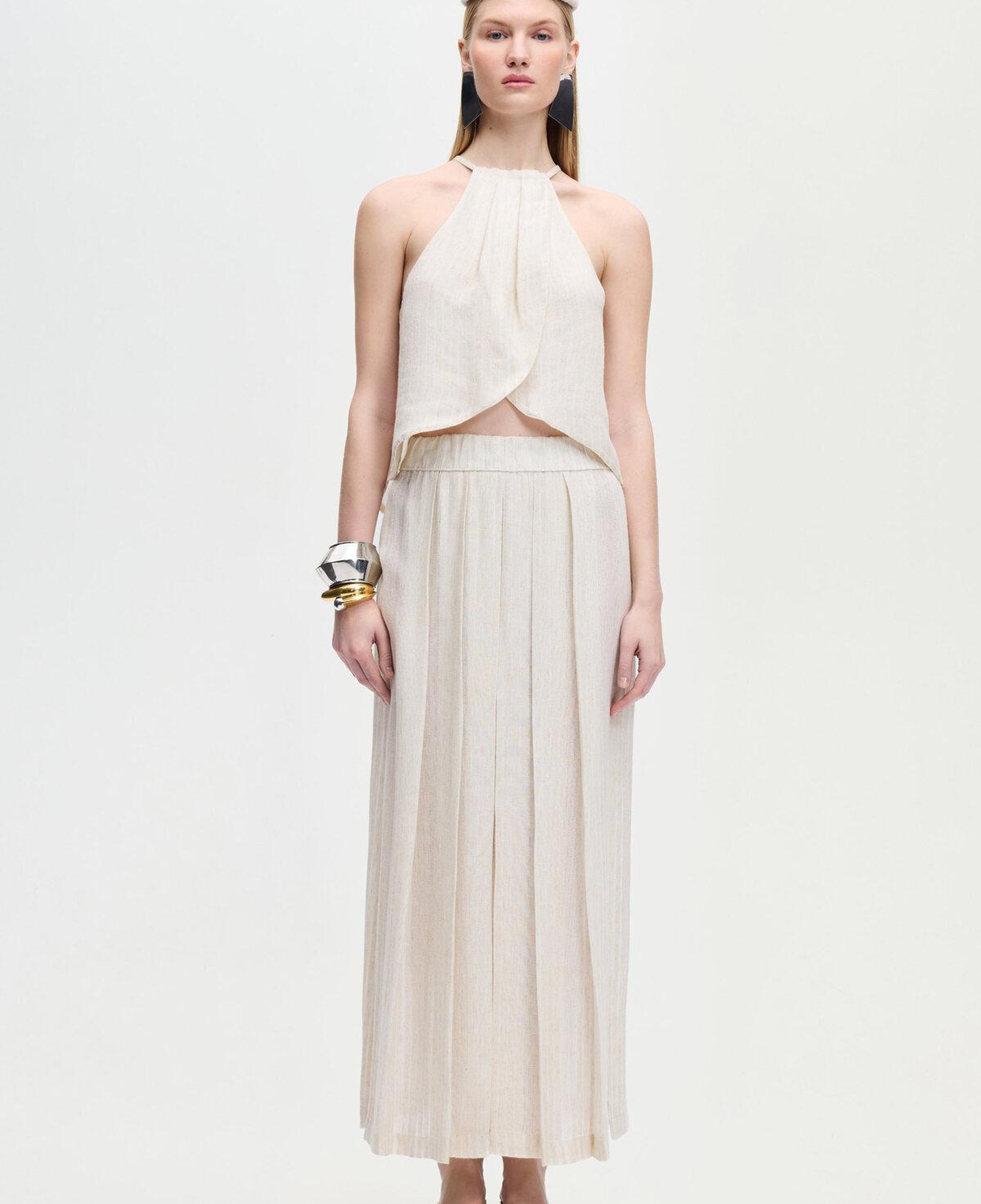 İKİKIZ Pileli Etek Kadın Naturel