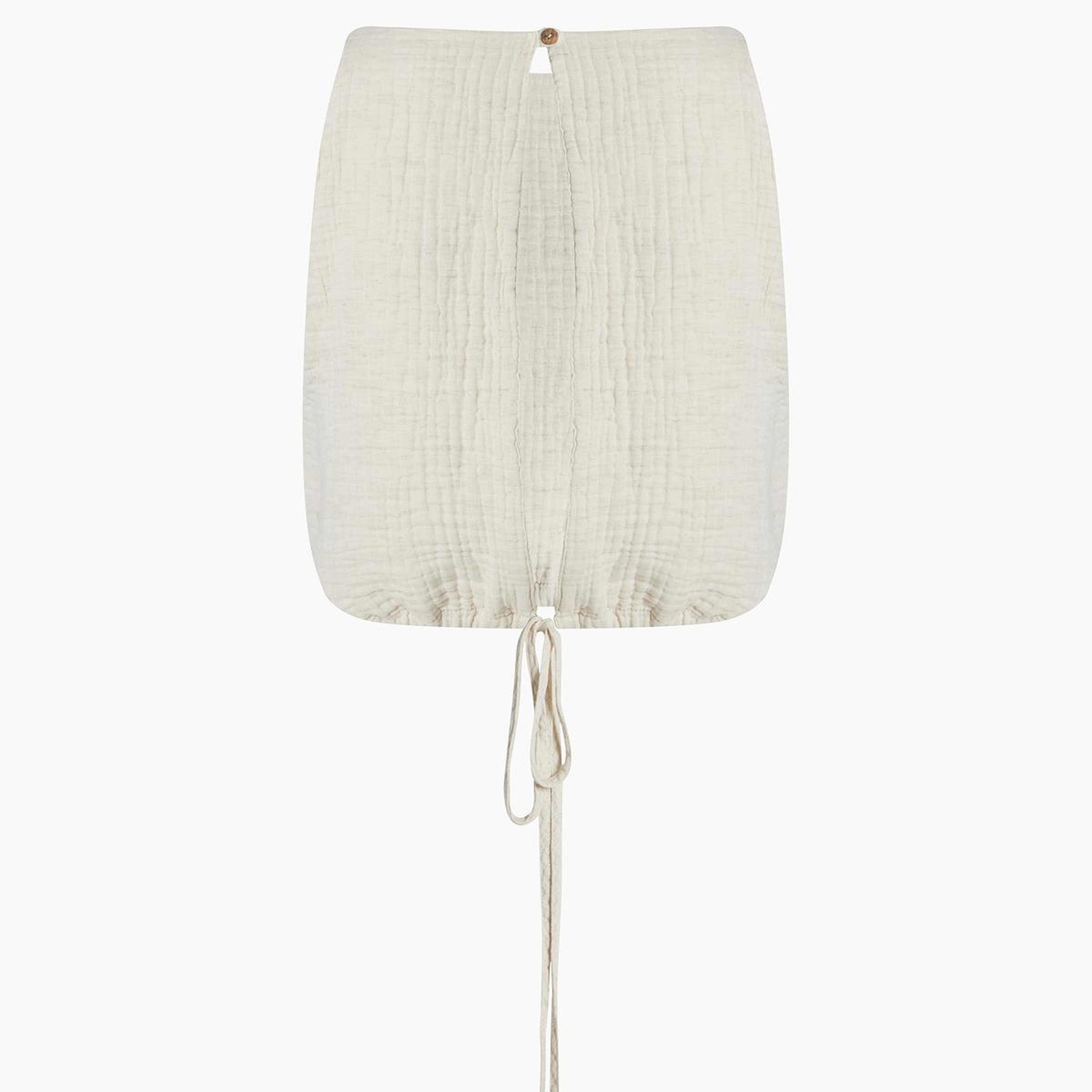 İKİKIZ Crinkle Linen Kolsuz Crop Top Kadın Naturel