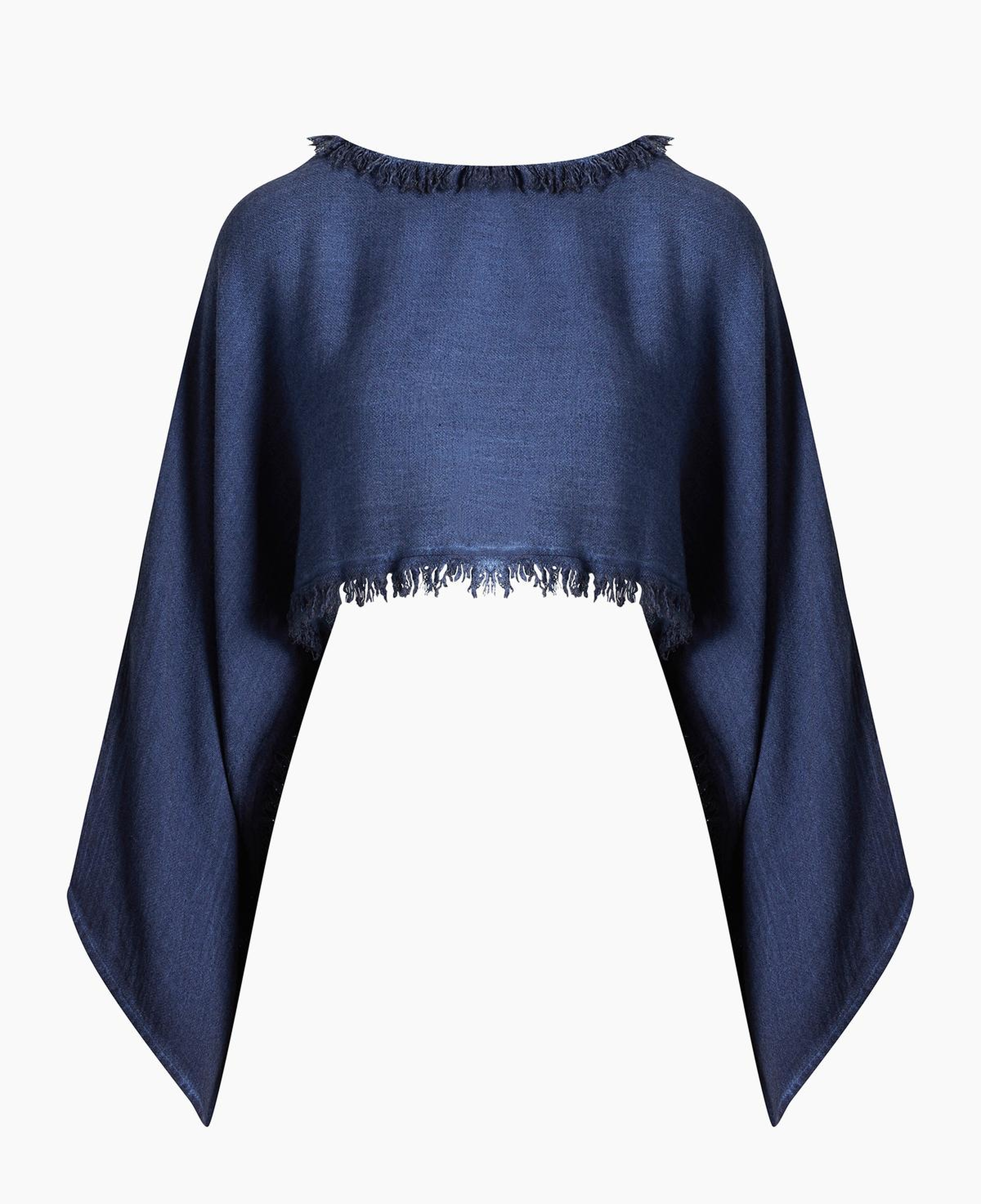 İKİKIZ Keten Navy Crop Bluz Kadın Mavi