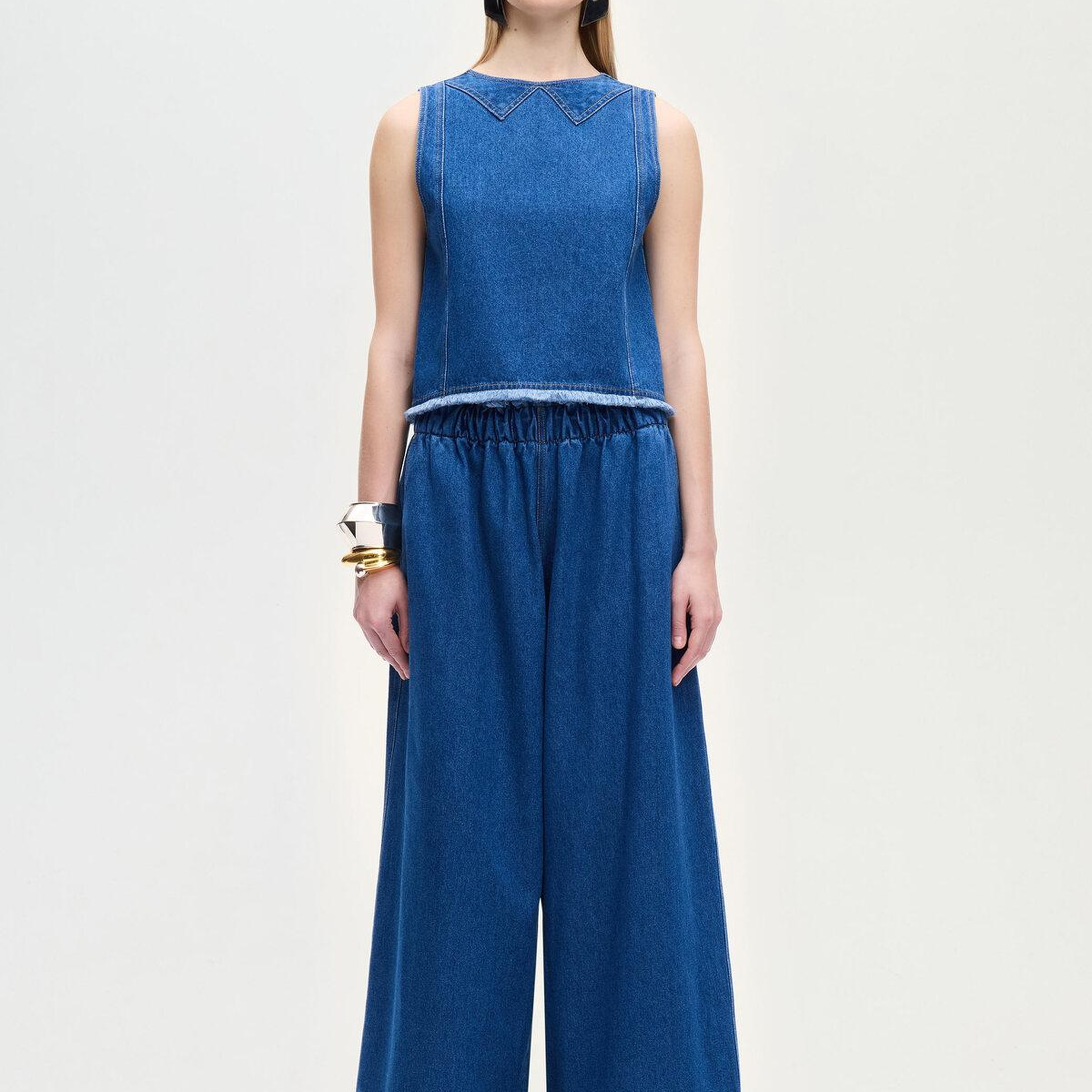 İKİKIZ Denim Bluz Kadın Mavi