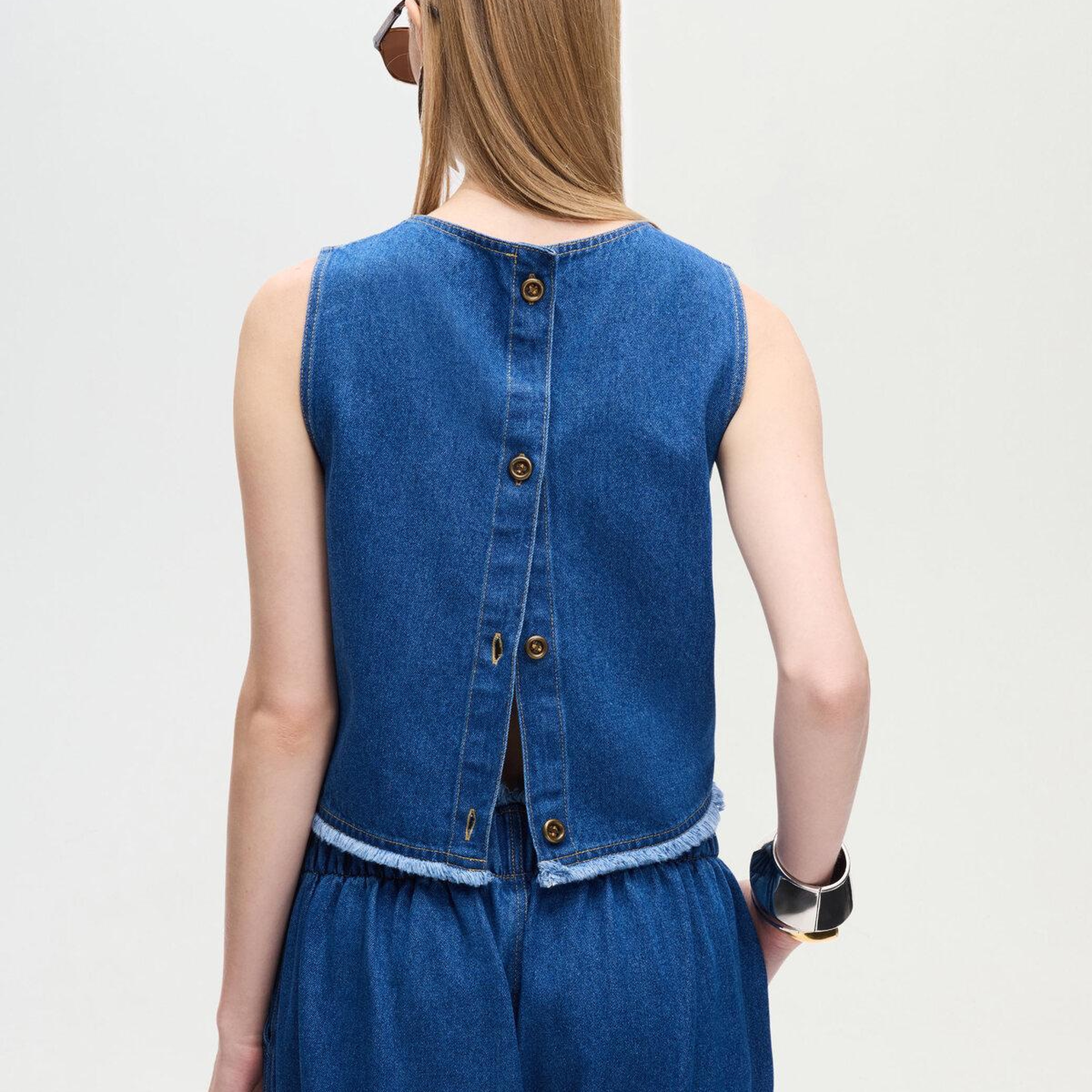 İKİKIZ Denim Bluz Kadın Mavi