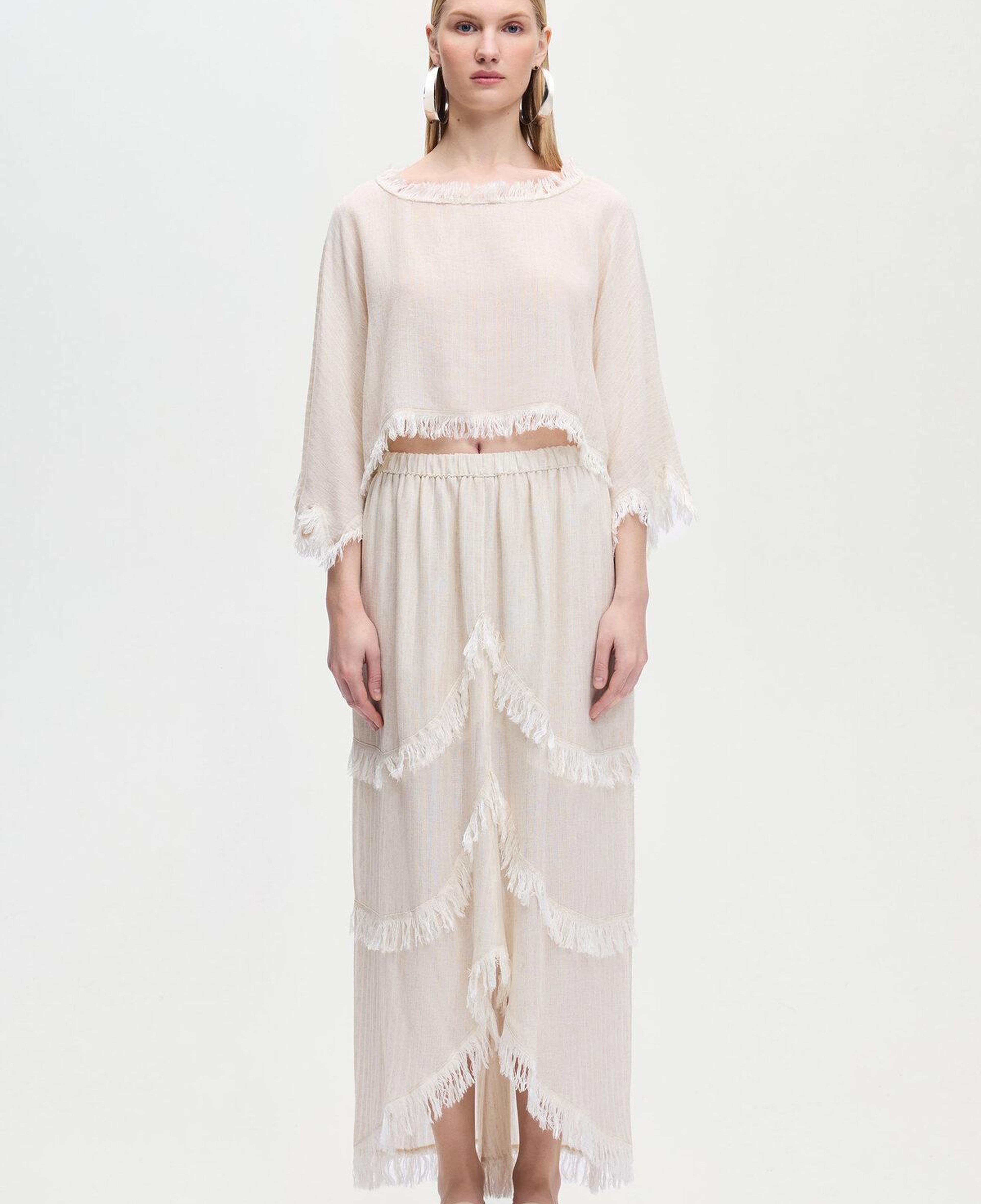 İKİKIZ Crop Bluz Kadın Naturel