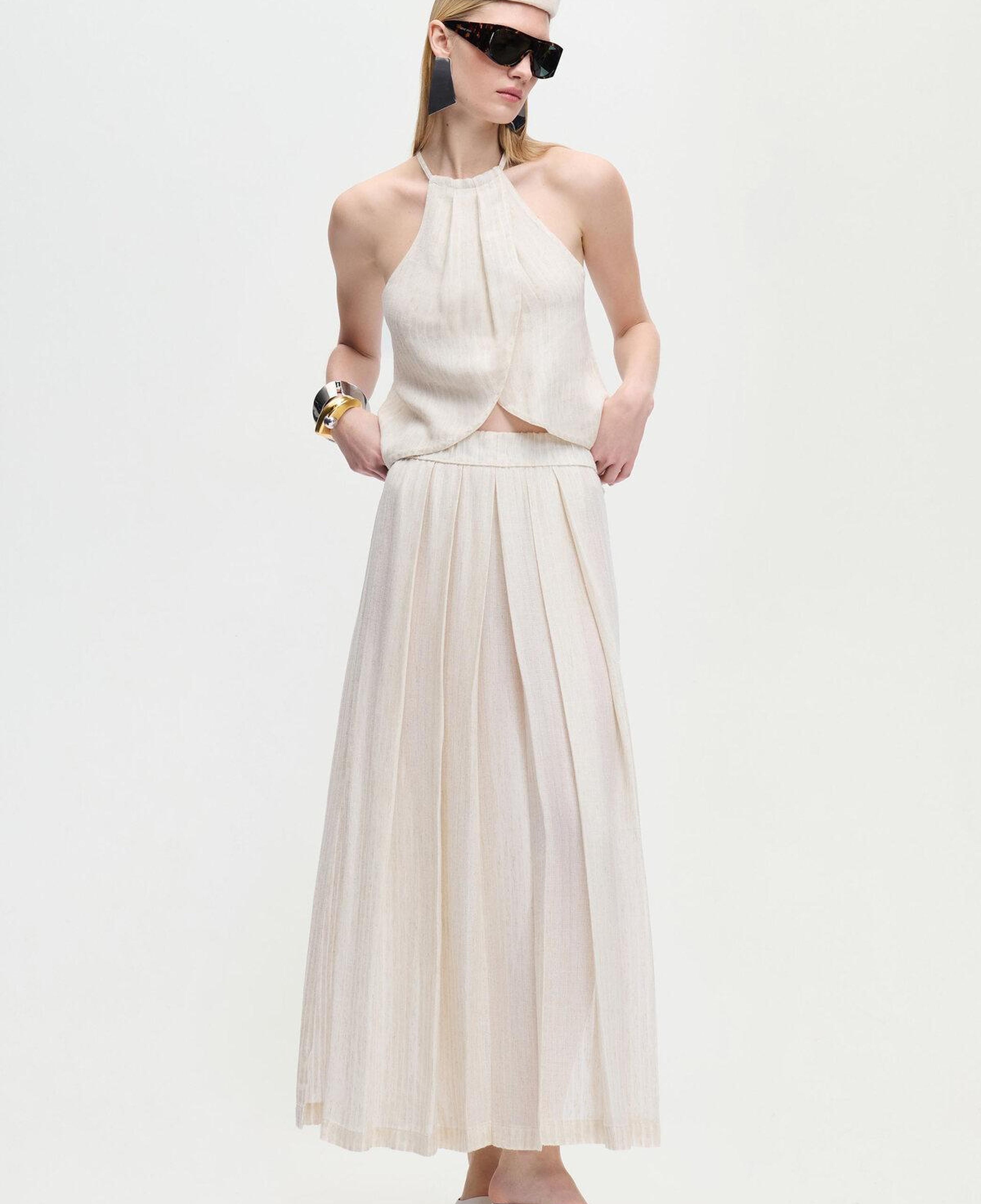 İKİKIZ Askılı Bluz Kadın Naturel