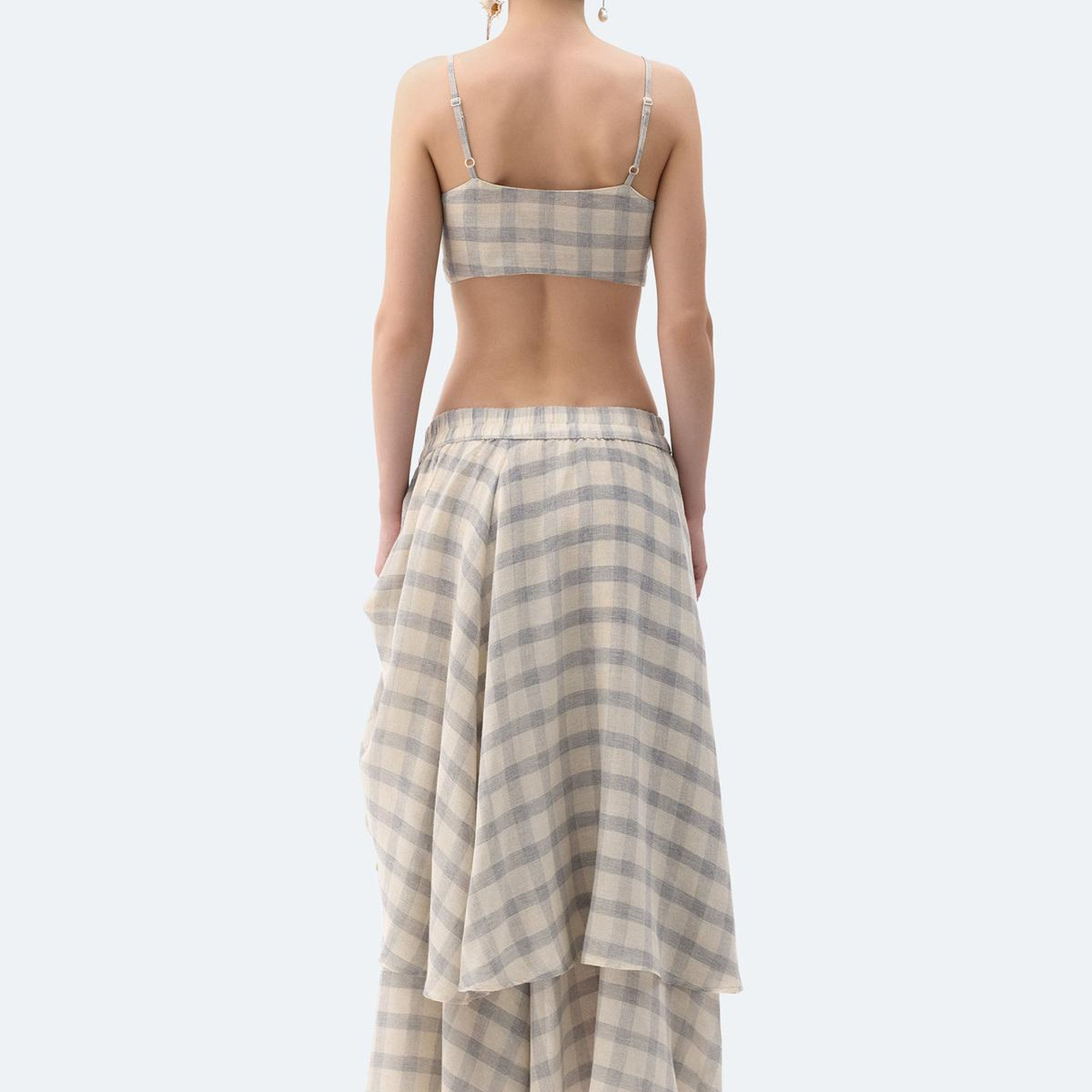 İKİKIZ Gri Ekose Etek Kadın Renkli