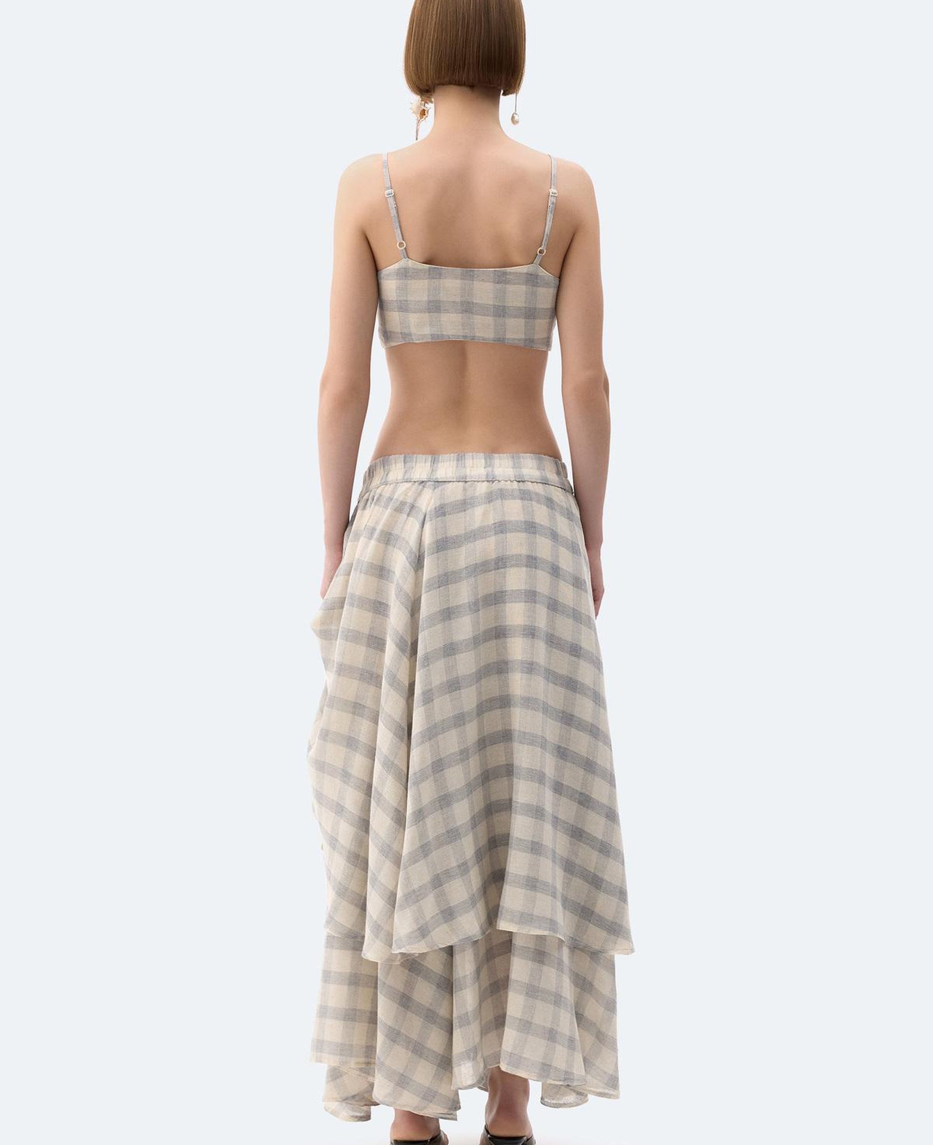 İKİKIZ Gri Ekose Etek Kadın Renkli