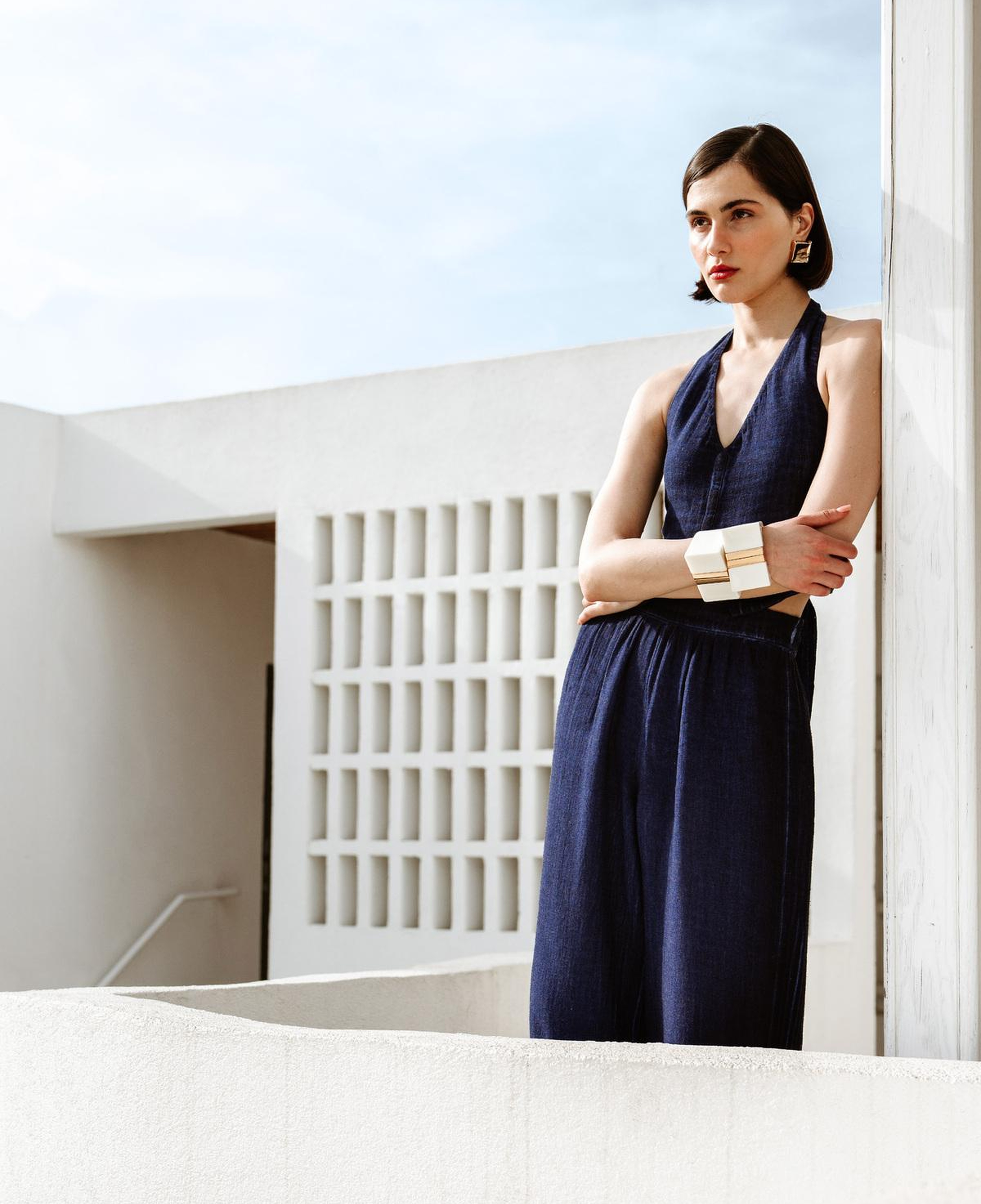 İKİKIZ Keten Navy Yelek Kadın Renkli